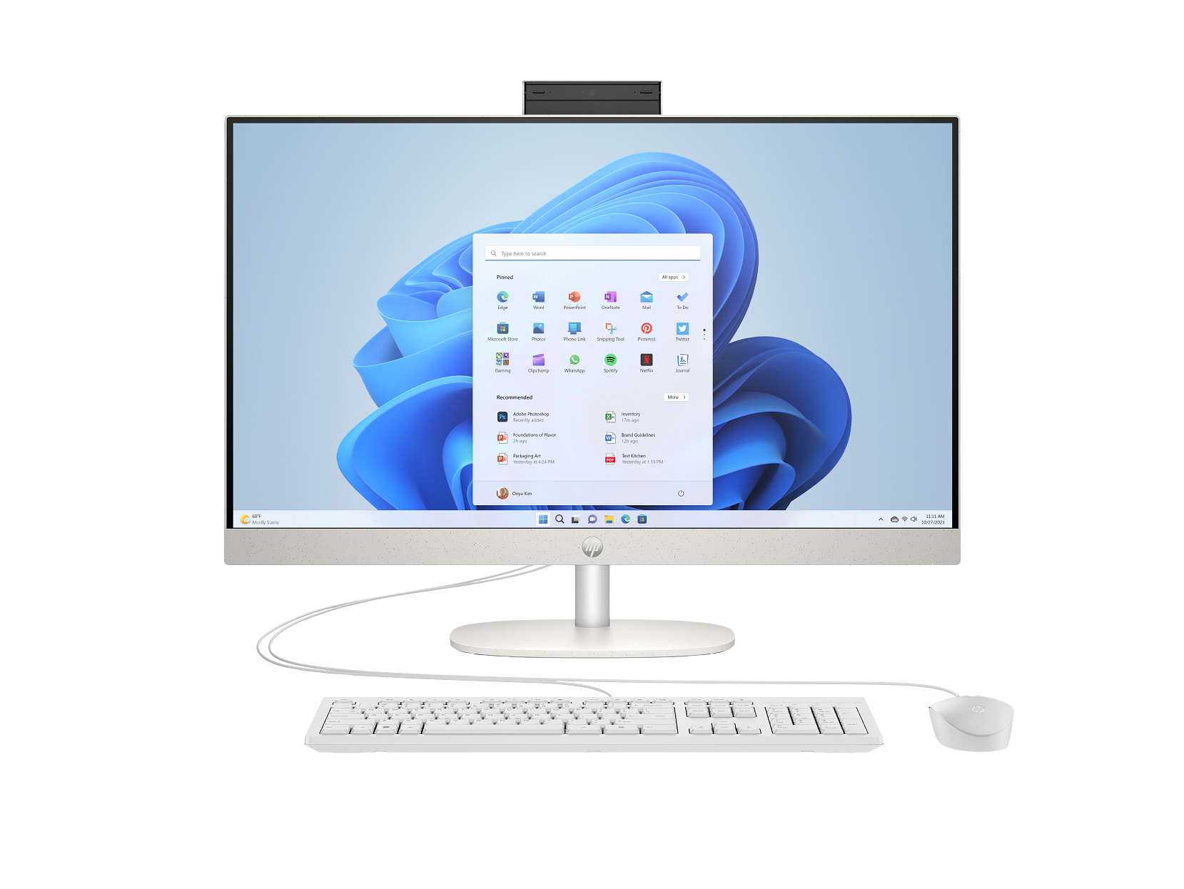HP AiO 27-cr0903ng 27" 2023 FHD Ryzen 5 7520U 16 GB / 1 TB SSD W11H Silber Renew - Ohne Vertrag