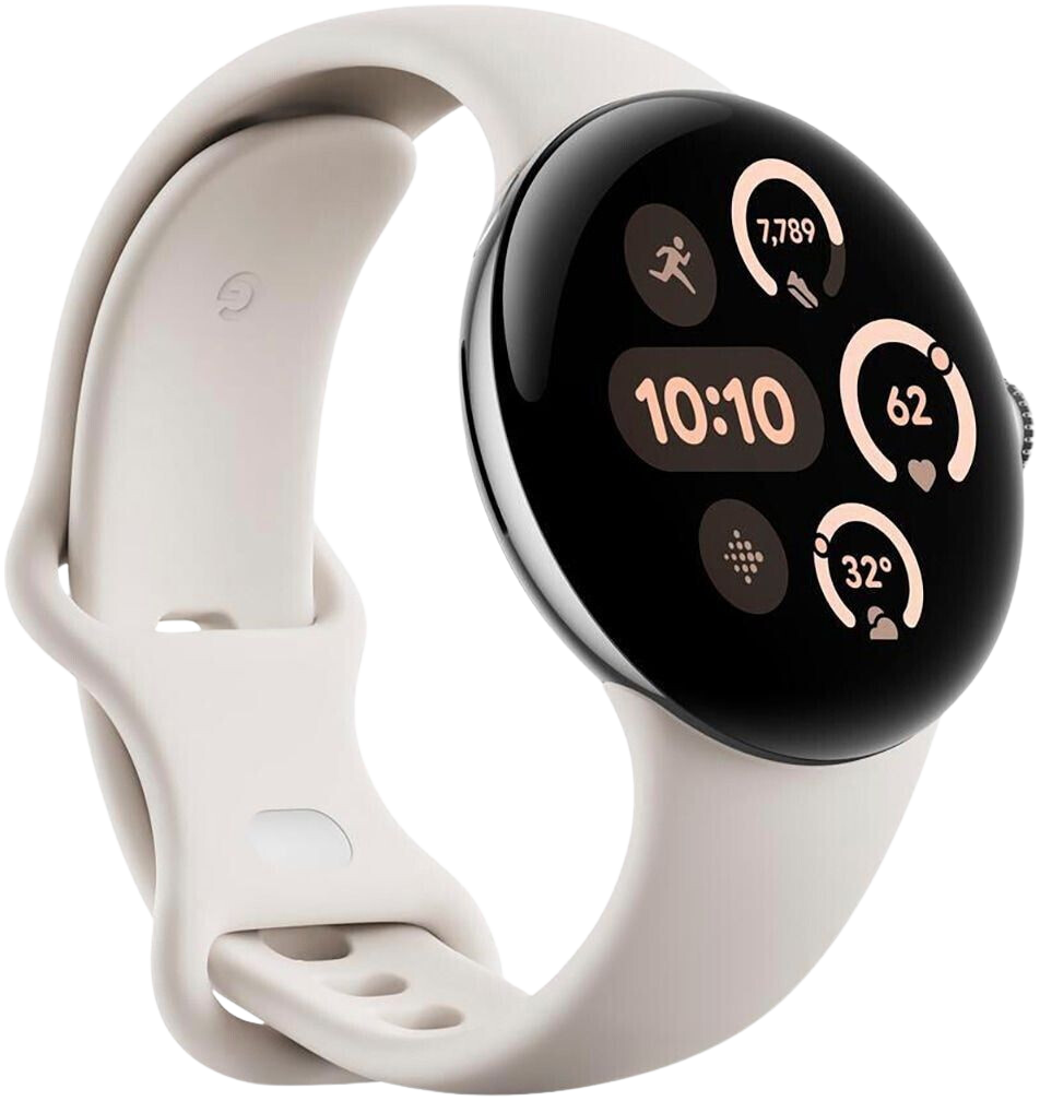 Google Pixel Watch 3 41mm 4G Polished Silver Sportarmband Porcelain silber - Ohne Vertrag