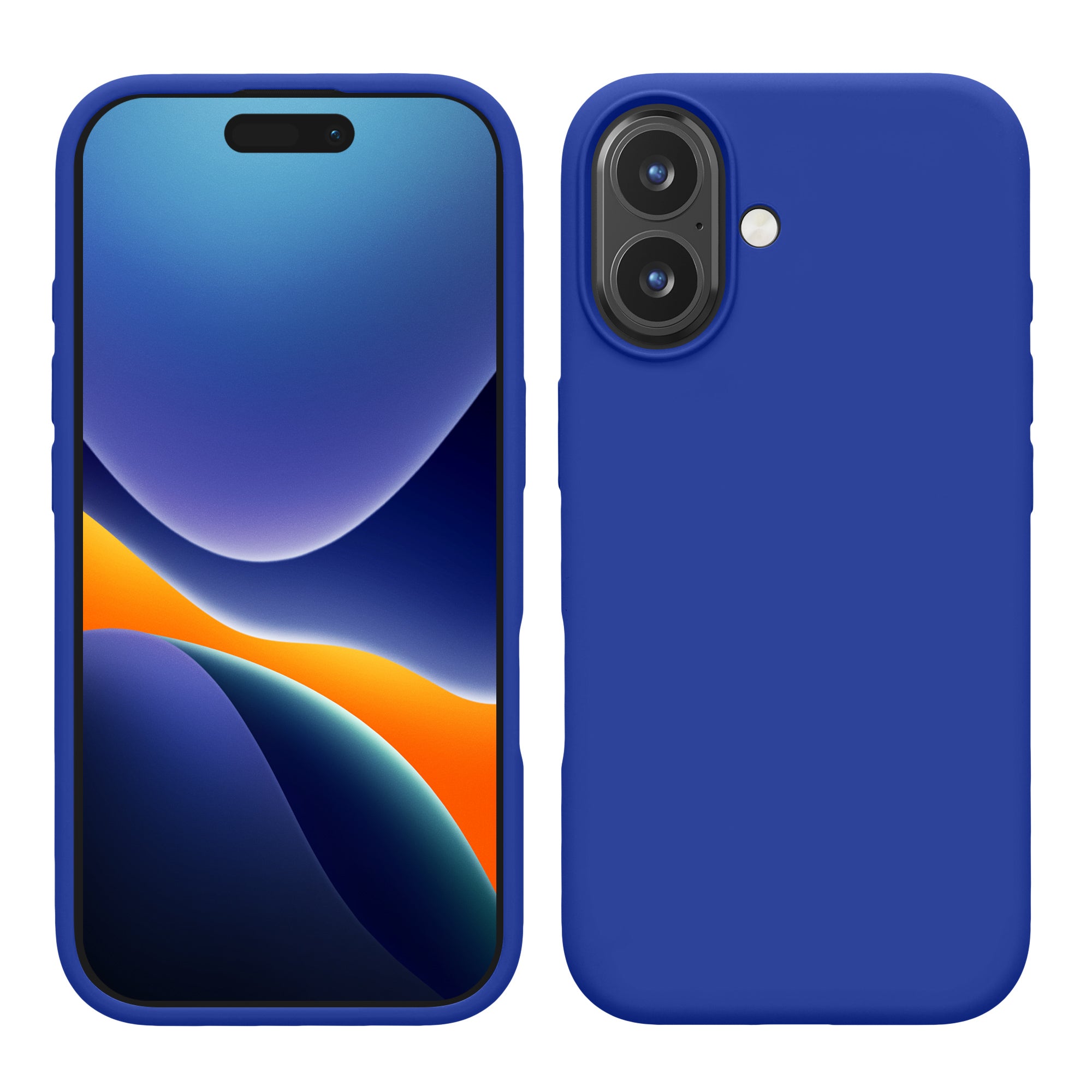 Gummierte Silikon Hülle für Apple iPhone 16 in Baltik Blau