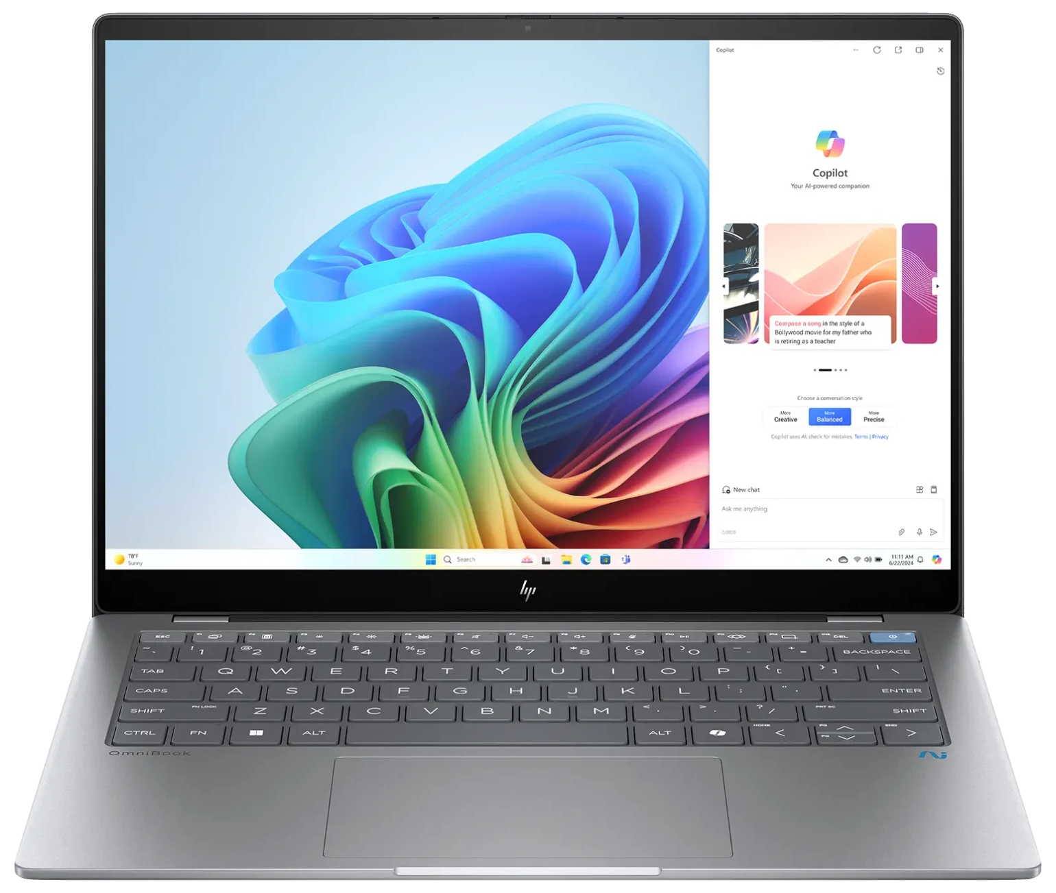 HP OmniBook X 14-fe0900ng 14" 2024 2,2K X Elite X1E-78-100 16 GB / 1 TB SSD W11H QWERTZ Silber Renew - Ohne Vertrag