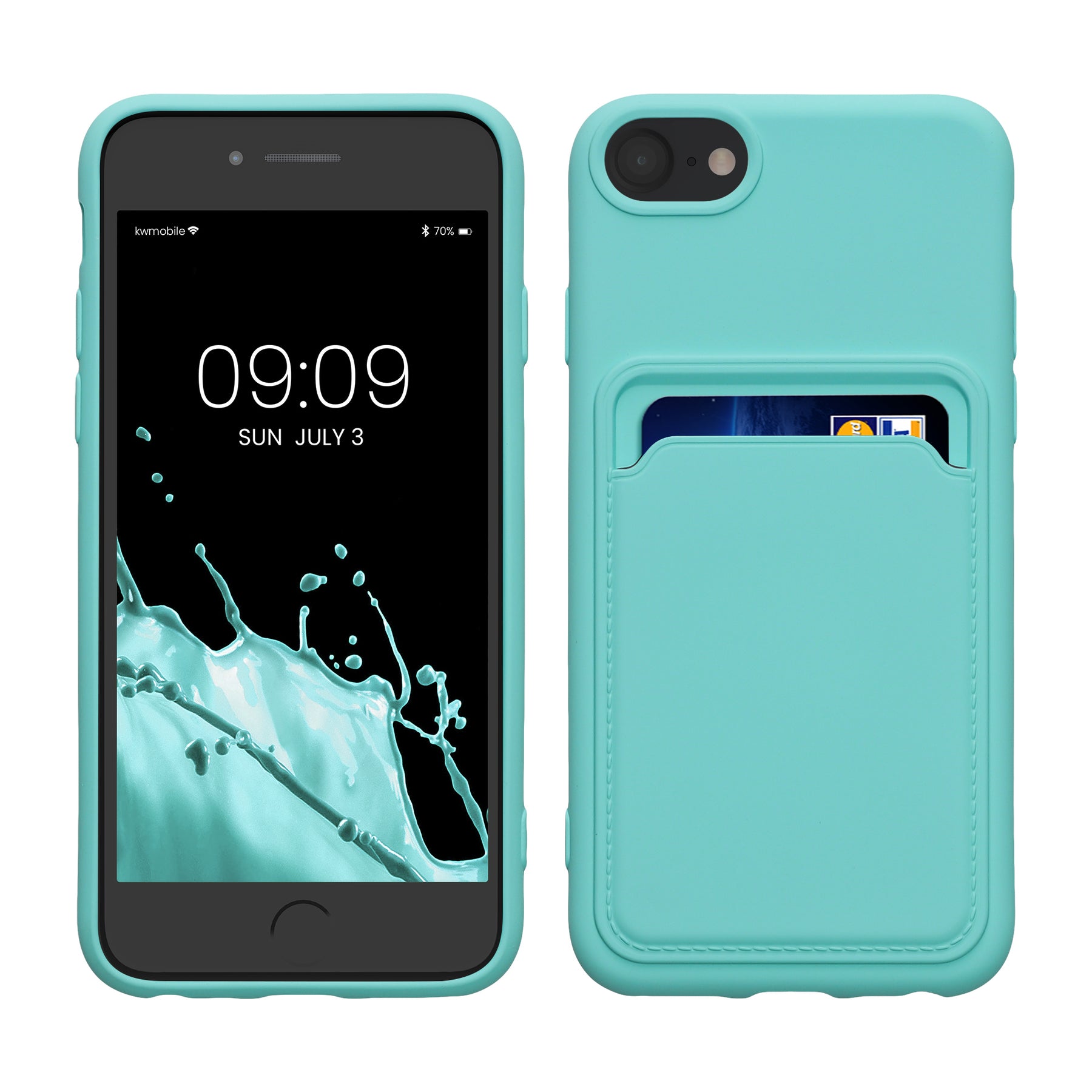 TPU Hülle mit Kartenfach für Apple iPhone SE (2022) / iPhone SE (2020) / iPhone 8 / iPhone 7 Mintgrün
