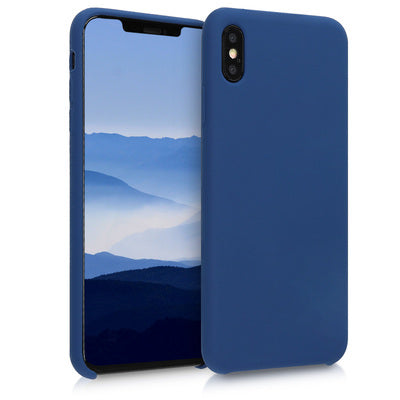 Gummierte Silikon Hülle für Apple iPhone XS Max in Marineblau