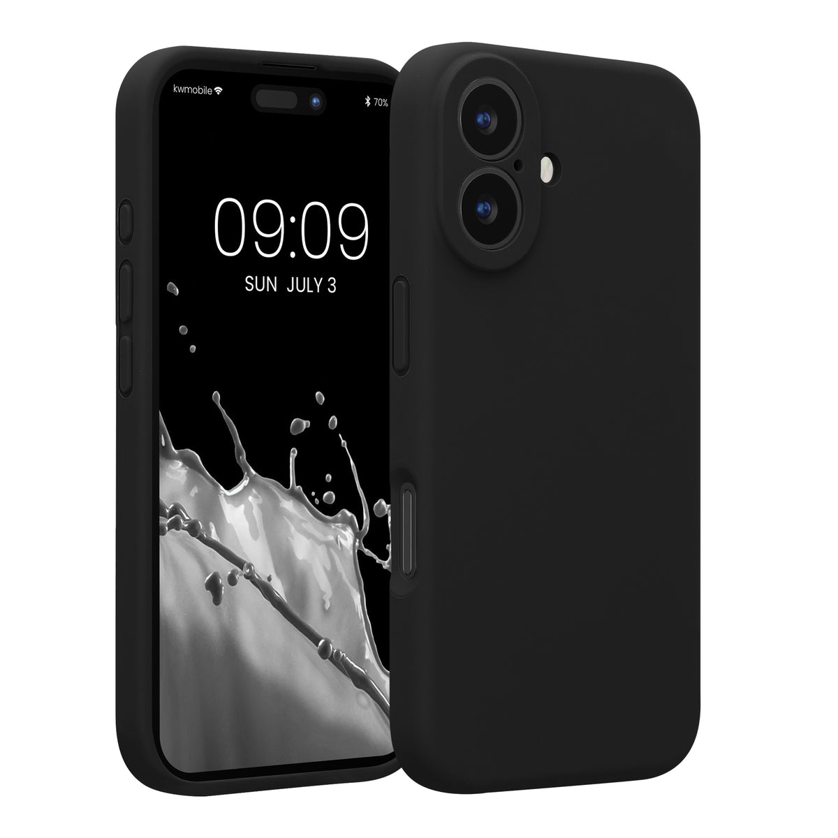 Gummierte Silikon Hülle mit Kameraschutz für Apple iPhone 16 in Schwarz