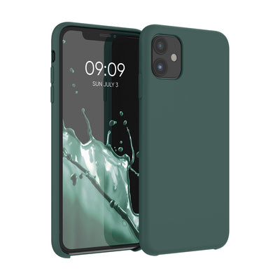 Gummierte Silikon Hülle für Apple iPhone 11 in Moosgrün