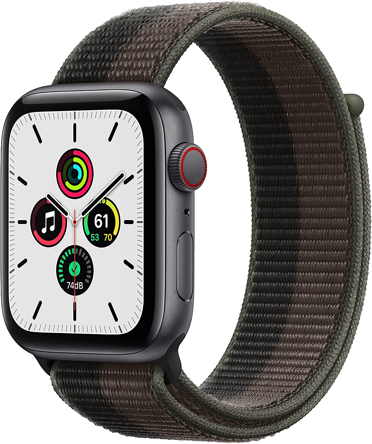 Apple Watch SE LTE Space Grau 44mm Alu Sport Loop Tornado/Grau MKT53 - Ohne Vertrag