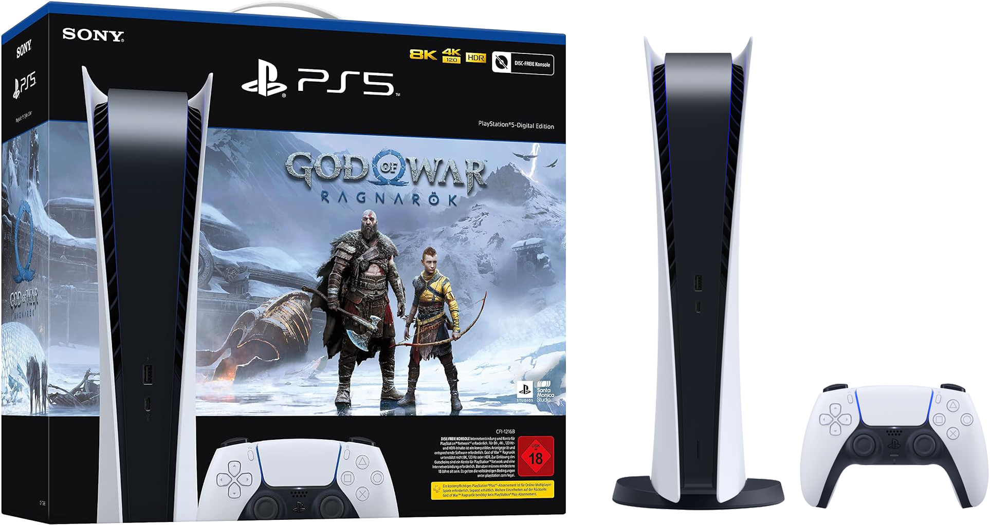 Sony PlayStation 5 (PS5) Digital Edition God of War: Ragnarök weiß - Ohne Vertrag