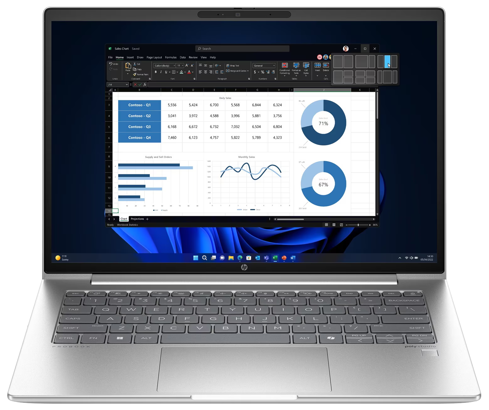 HP ProBook 445 G11 14" 2024 WUXGA Ryzen 5 7535U 16 GB / 1 TB SSD W11Pro QWERTZ Silber Renew - Ohne Vertrag