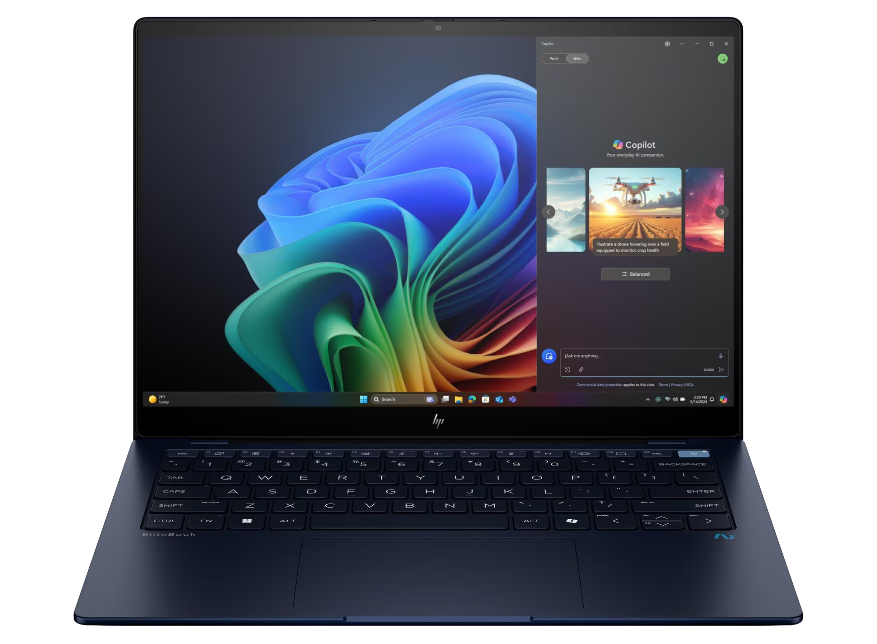 HP EliteBook UltraG1Q 14" 2024 2.2K WLED TS Snapdragon X Elite X1E-78-100 16 GB / 1 TB SSD W11Pro QWERTZ blau Renew - Ohne Vertrag