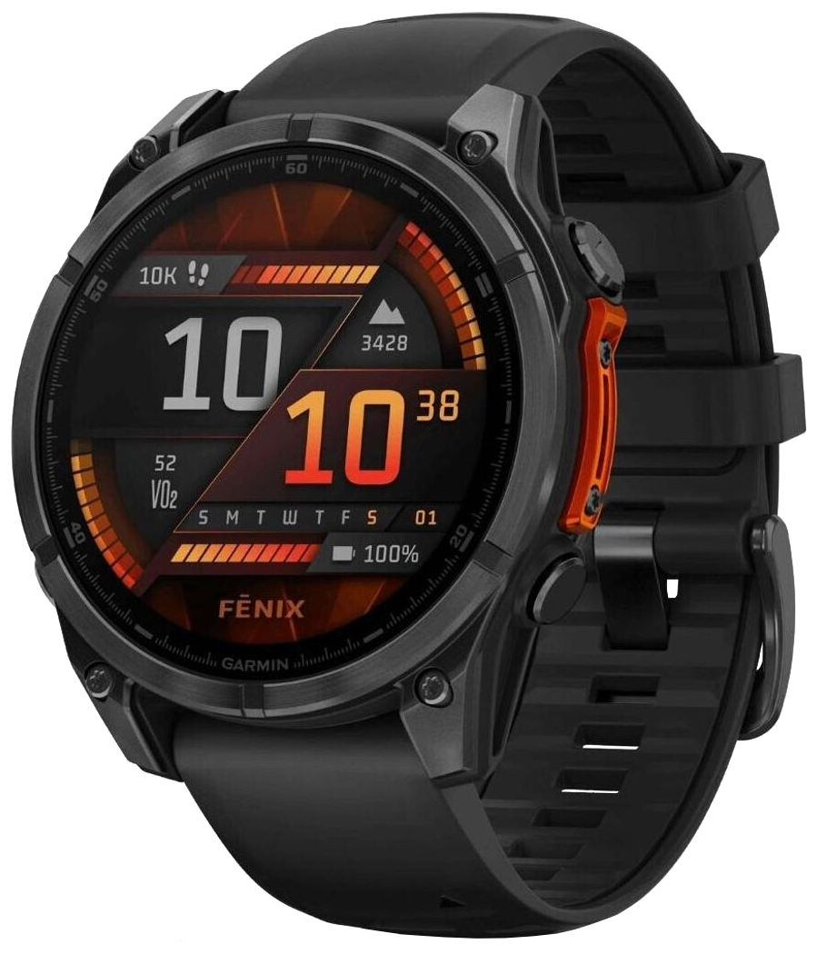 Garmin fenix 8 47mm AMOLED Schwarz/Schiefergrau Silikon-Armband - Ohne Vertrag