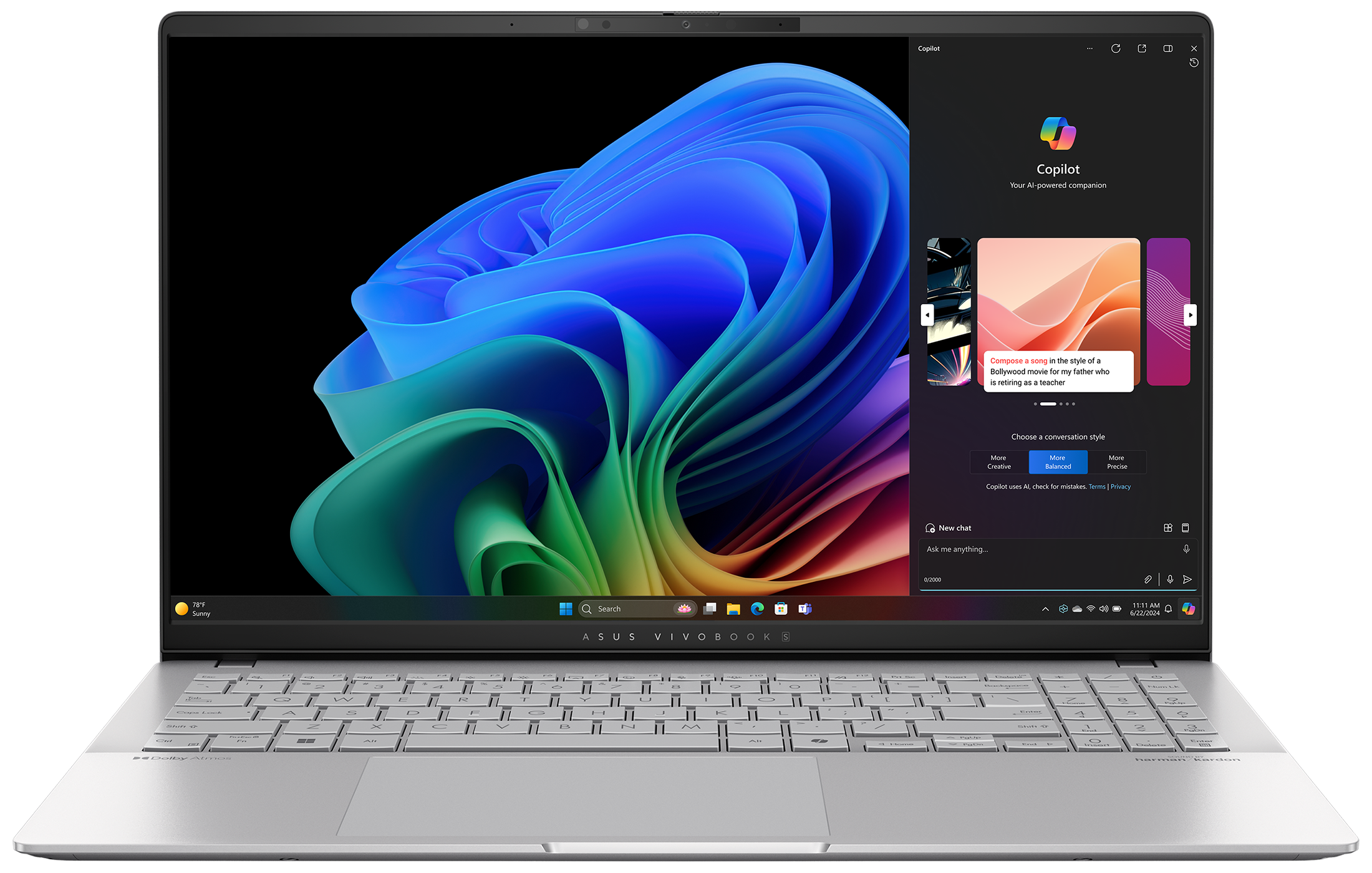 Asus Vivobook S15 15" 2024 OLED Snapdragon X Plus X1P-42-100 16 GB / 1 TB SSD W11H S5507QA-MA145W QWERTZ Silber - Ohne Vertrag