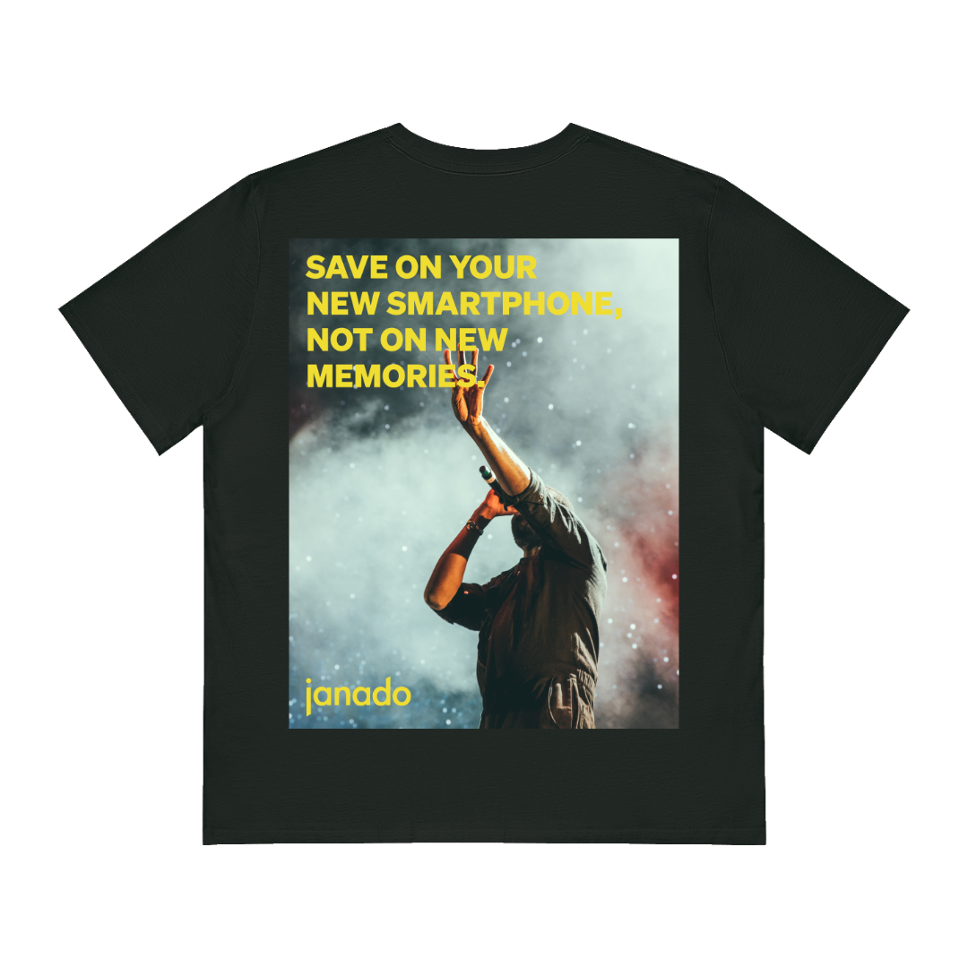 Schwarzes Unisex T-Shirt mit Backprint kaufen | Janado