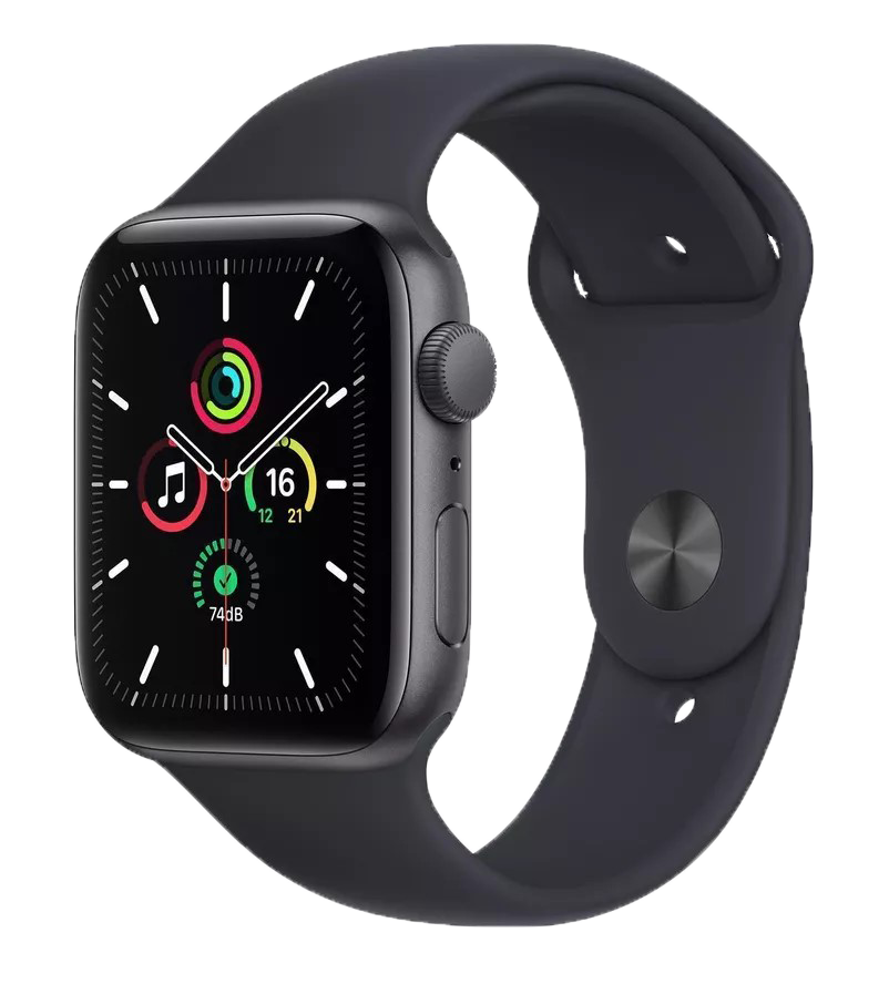 Apple Watch SE Space Grau 44mm Sportarmband Schwarz MKQ63 - Ohne Vertrag