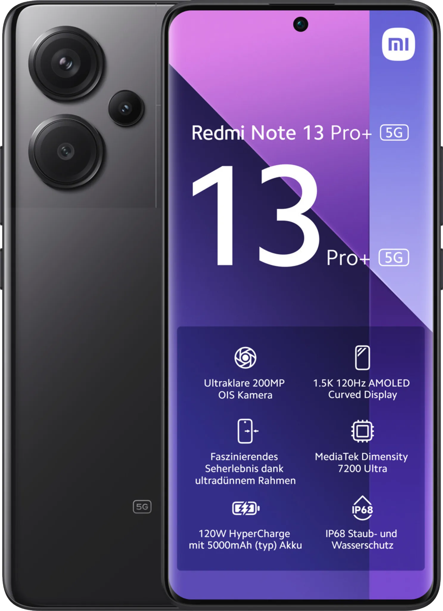 Xiaomi Redmi Note 13 Pro+ 5G Dual-SIM schwarz - Ohne Vertrag