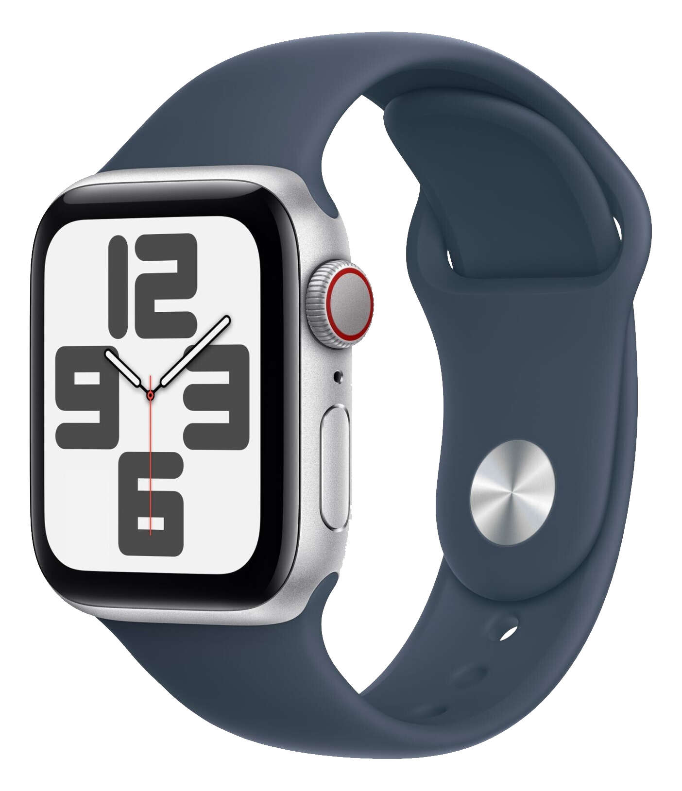 Apple Watch SE 2022 LTE Silber Aluminium 40mm Sportarmband Sturmblau S/M MRGJ3QF/A - Ohne Vertrag