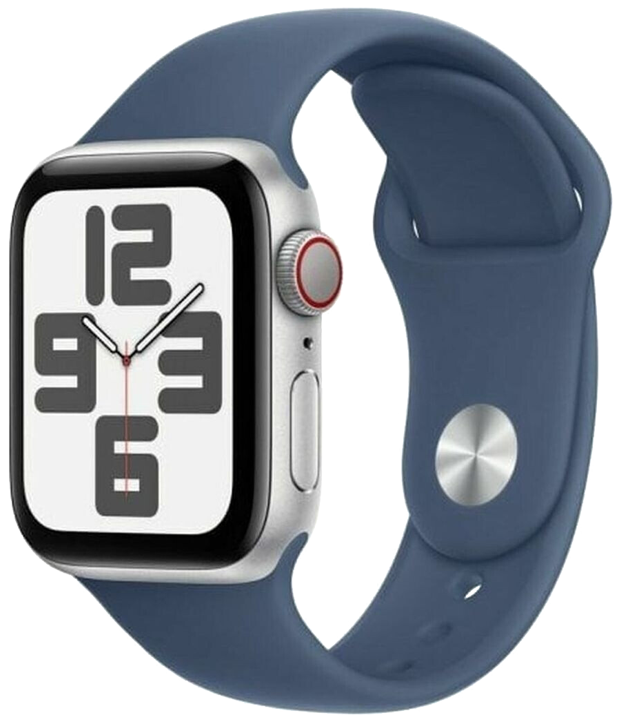 Apple Watch SE 2022 LTE Silver Alu 44mm Sportarmband Blau S/M MXGP3 - Ohne Vertrag