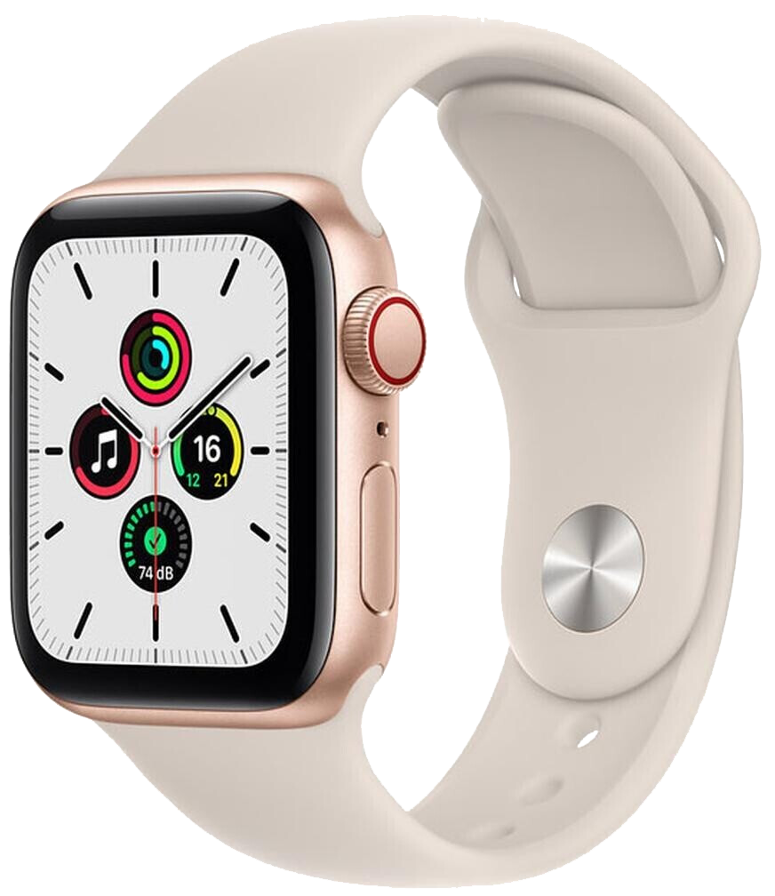 Apple Watch SE LTE Gold Alu 40mm Sportarmband Weiß MKQX3 gold - Ohne Vertrag