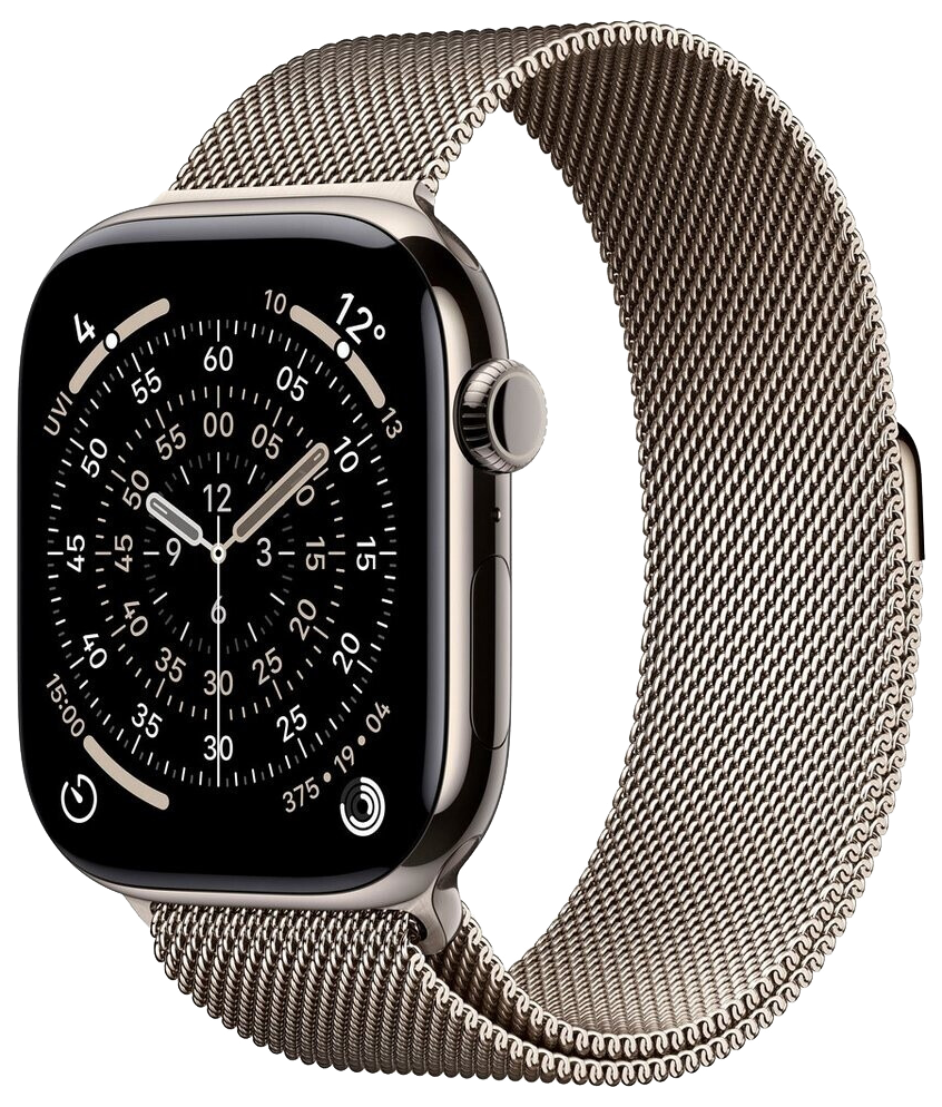 Apple Watch 11 5G Natur Titan 46mm Milanaise Armband Natur M/L MFD04 - Ohne Vertrag