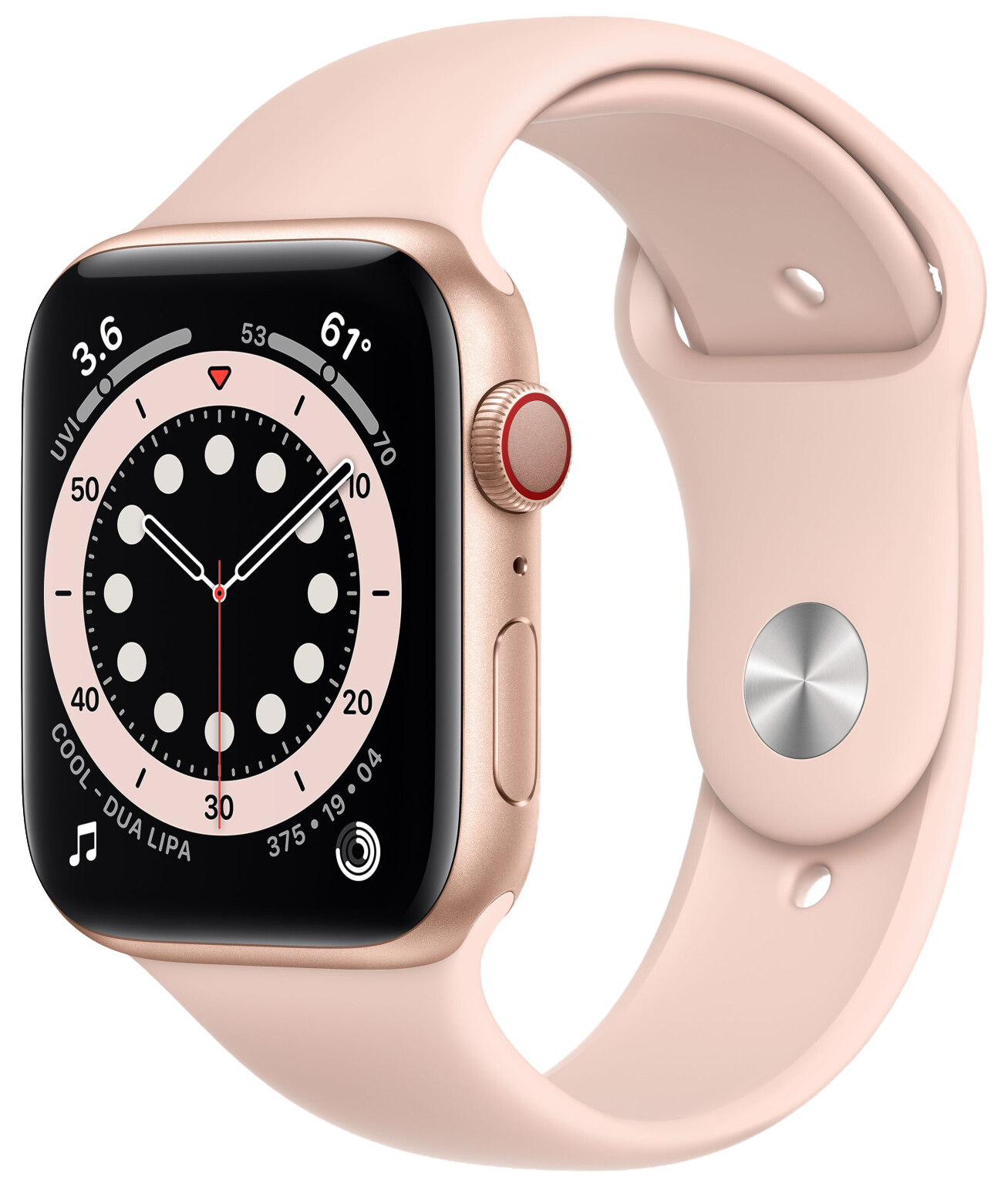 Apple Watch 6 LTE Gold Alu 44mm Sportarmband Sandrosa MG2D3 - Ohne Vertrag