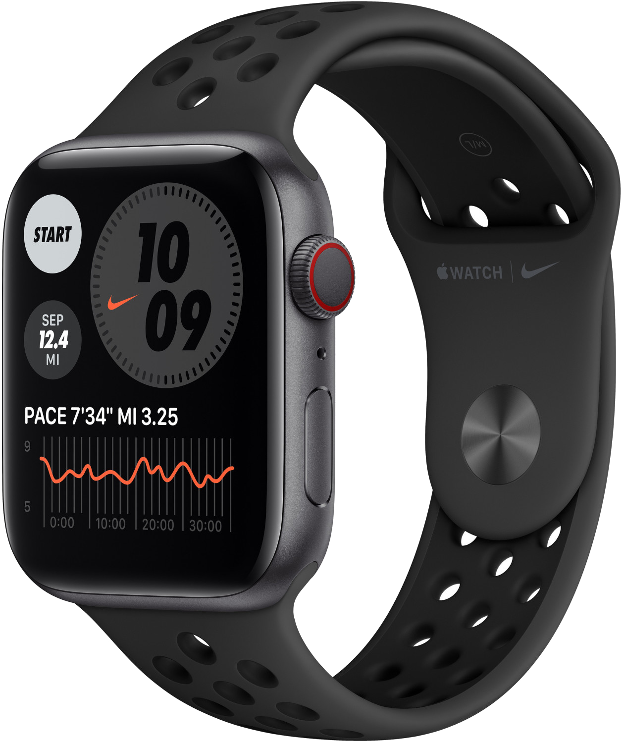 Apple Watch 6 Nike LTE Grau Alu 40mm Sportarmband Schwarz - Ohne Vertrag