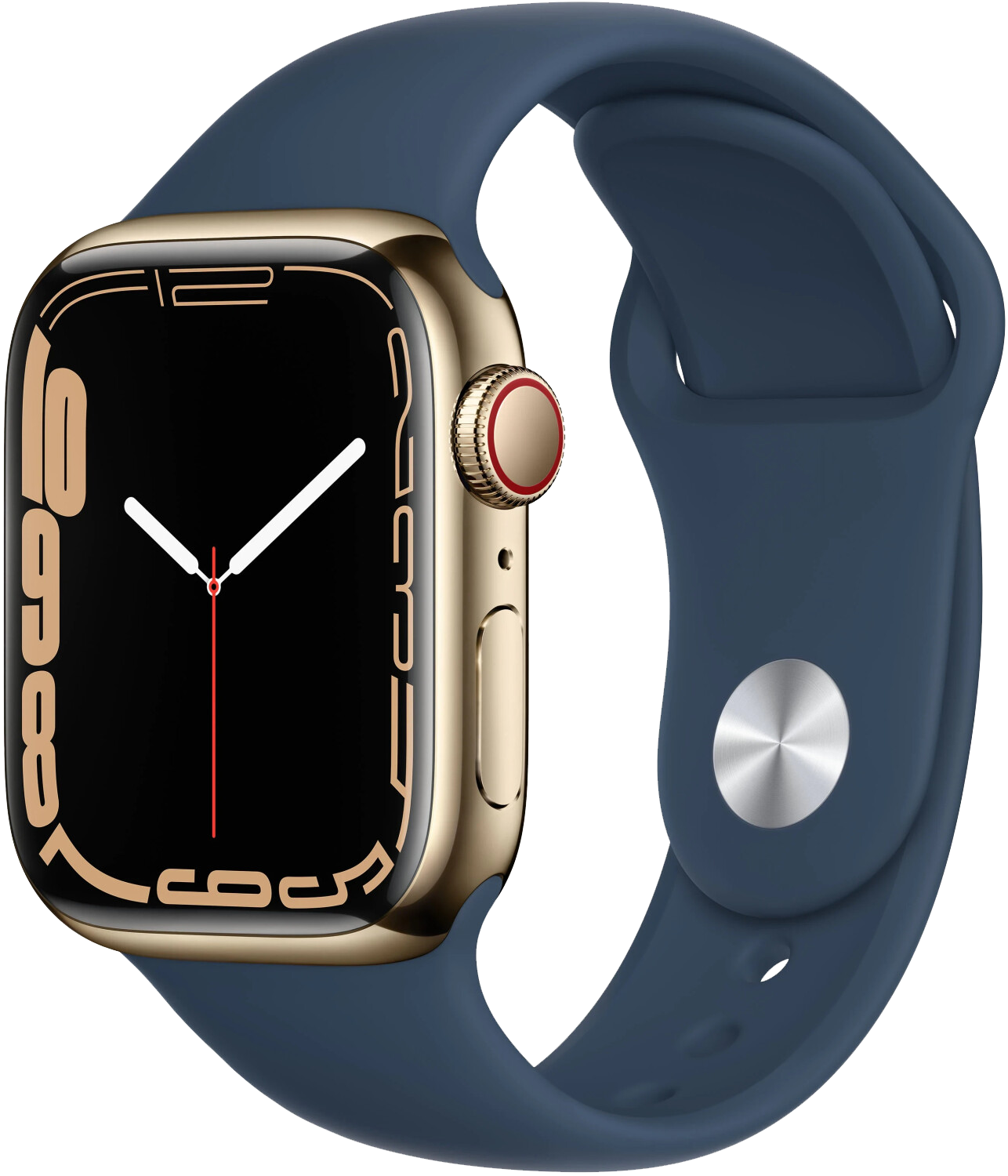 Apple Watch 7 LTE gold Edelstahl 45mm Sportarmband Abyssblau MN9M3 - Ohne Vertrag