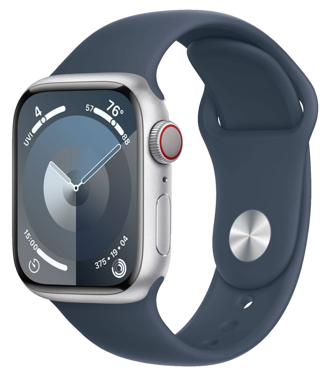 Apple Watch 9 LTE Silber Alu 41mm Sportarmband Sturmblau S/M MRHV3 - Ohne Vertrag