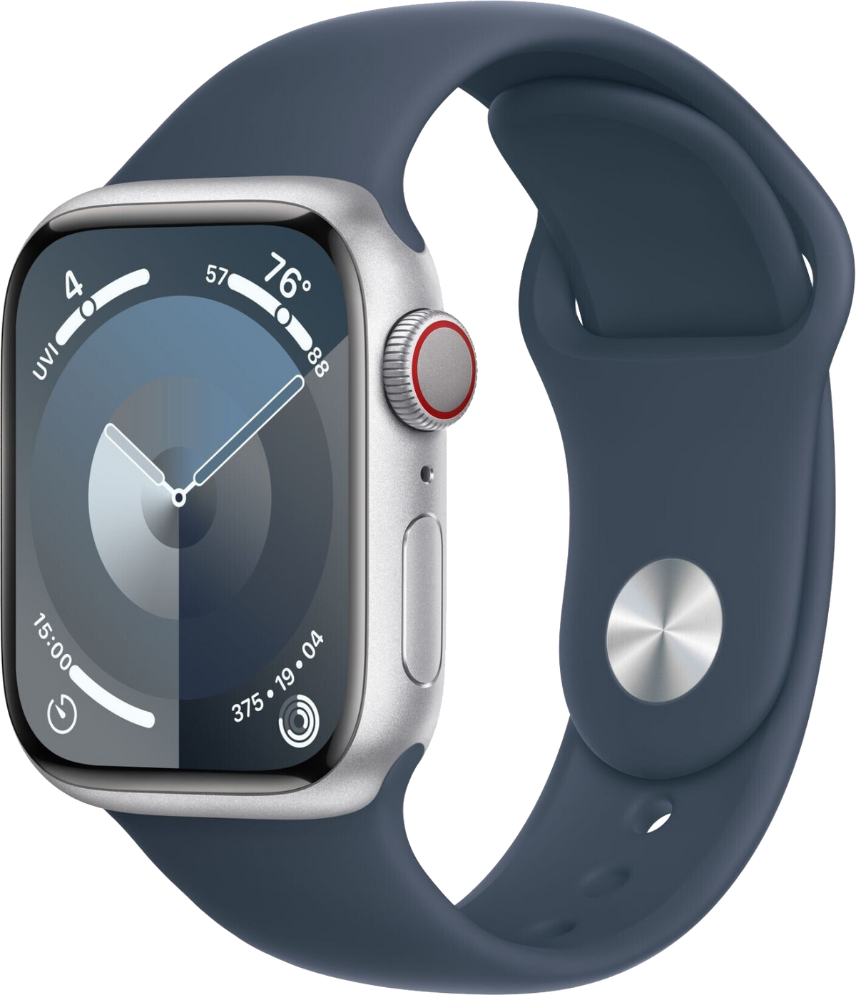 Apple Watch 9 LTE Silber Alu 45mm Sportarmband Blau M/L MRMH3 - Ohne Vertrag