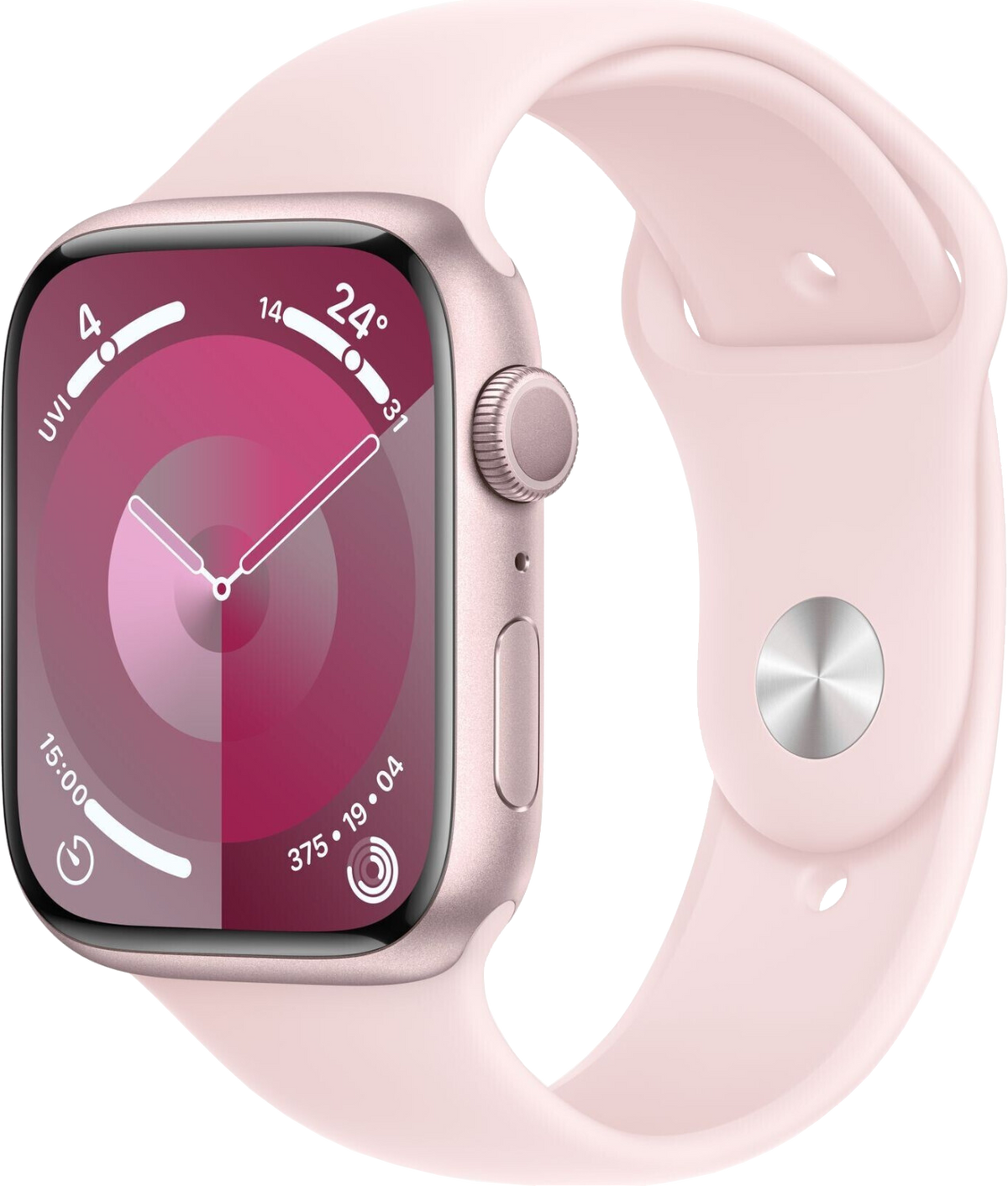 Apple Watch 9 Rosé Alu 45mm Sportarmband Hellrosa M/L MR9H3 - Ohne Vertrag