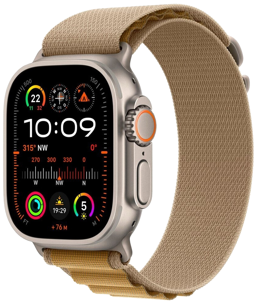Apple Watch Ultra 2 2024 LTE Natur Titan 49mm Alpine Loop Mandel L MX4H3 - Ohne Vertrag