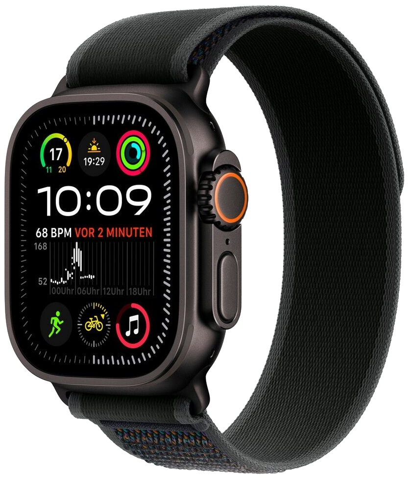Apple Watch Ultra 2 2024 Schwarz Titan 49mm Trail Loop Schwarz S/M MX4U3 schwarz - Ohne Vertrag
