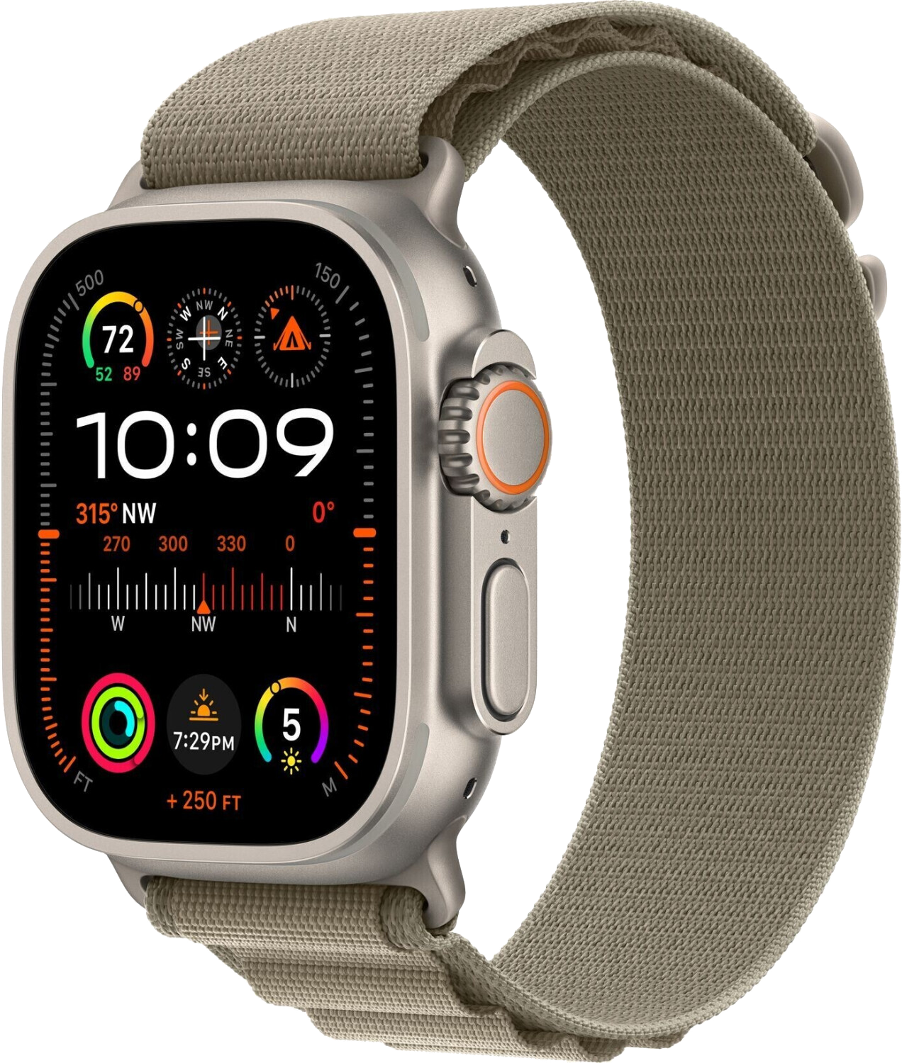 Apple Watch Ultra 2 LTE Titan 49mm Alpine Loop Oliv Large MRF03 - Ohne Vertrag