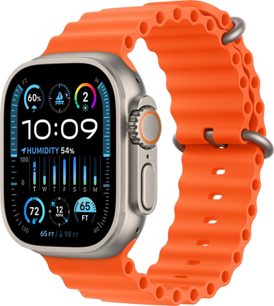 Watch Ultra 2 LTE Silber Titan 49mm Ocean Armband Orange MREH3