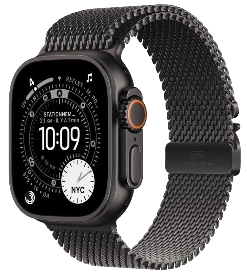 Apple Watch Ultra 3 5G Schwarz Titan 49mm Milanaise Armband Schwarz M MF1Q4 - Ohne Vertrag