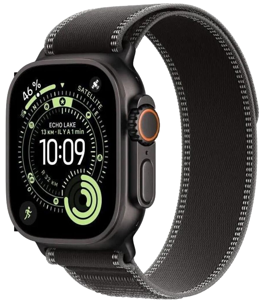 Apple Watch Ultra 3 5G Schwarz Titan 49 mm Trail Loop Schwarz/Kohlegrau M/L MF1H4 - Ohne Vertrag