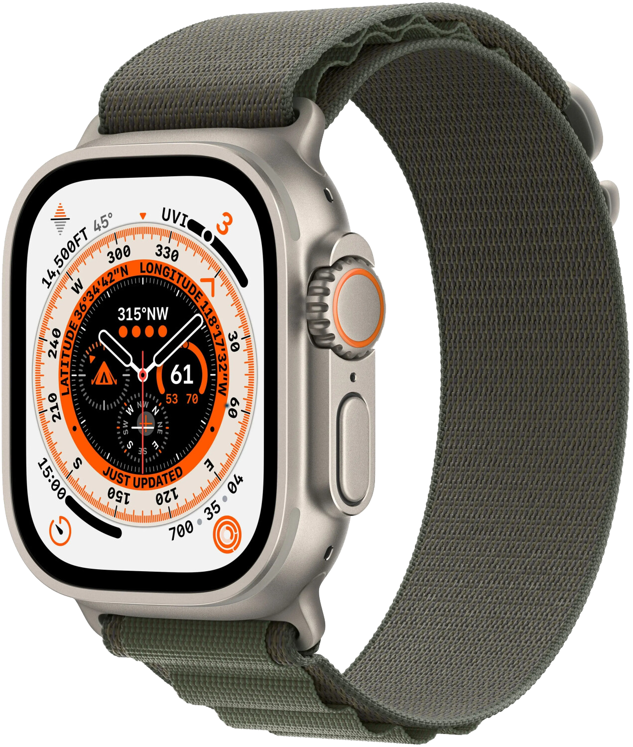 Apple Watch Ultra LTE silber Titan 49mm Alpine Loop Green Large MQFP3 - Ohne Vertrag