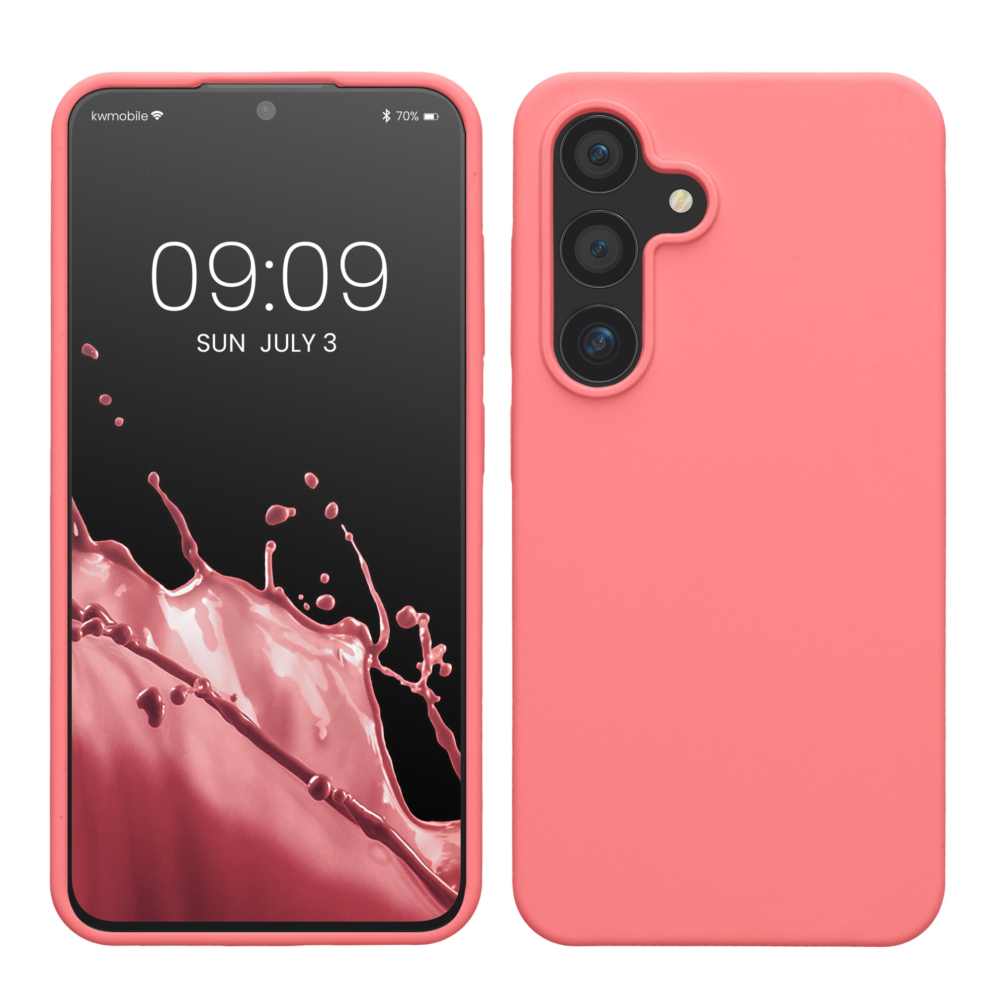 Gummierte Silikon Hülle für Samsung Galaxy S24 in Pastell Koralle