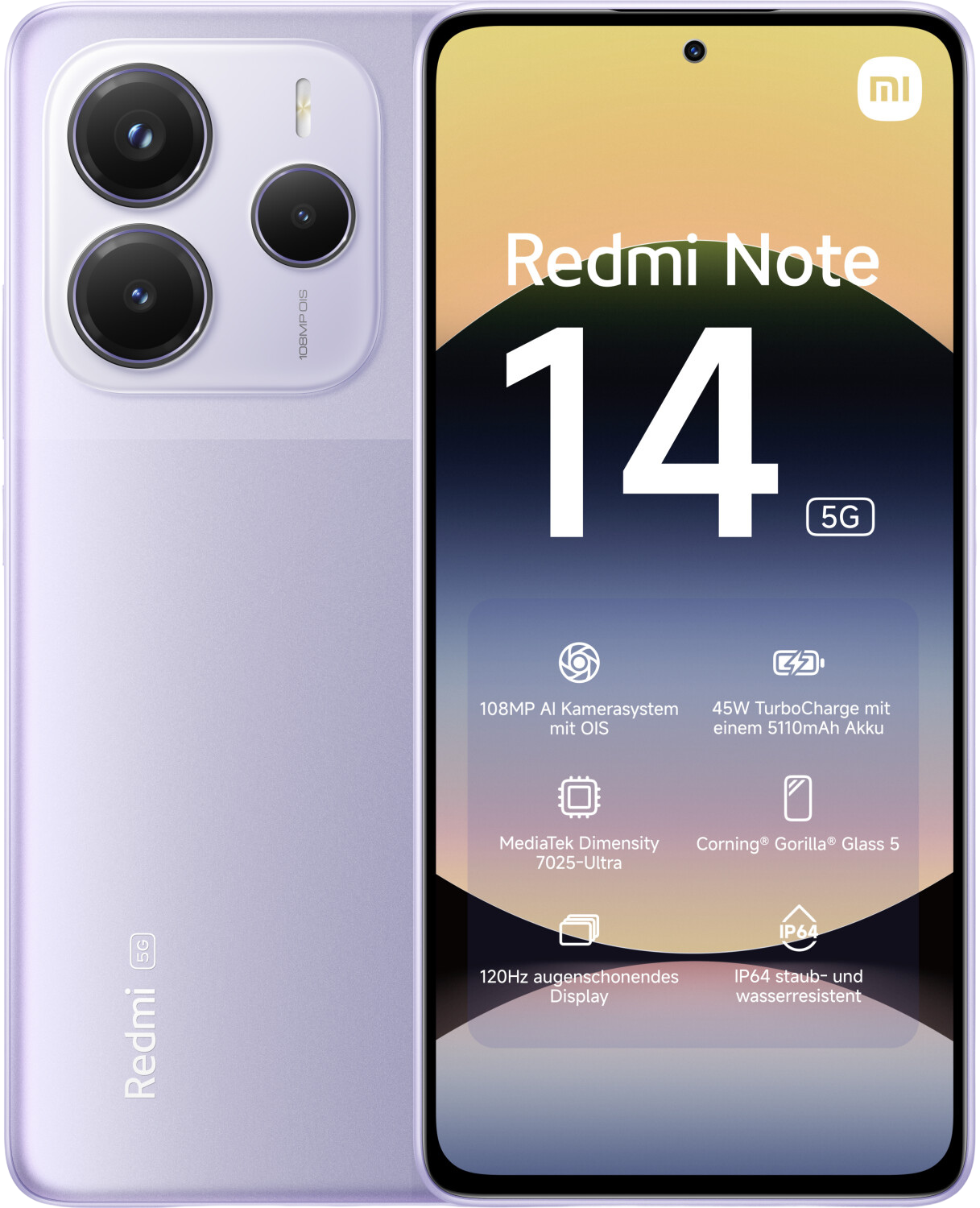Xiaomi Redmi Note 14 5G Dual-SIM lila - Ohne Vertrag