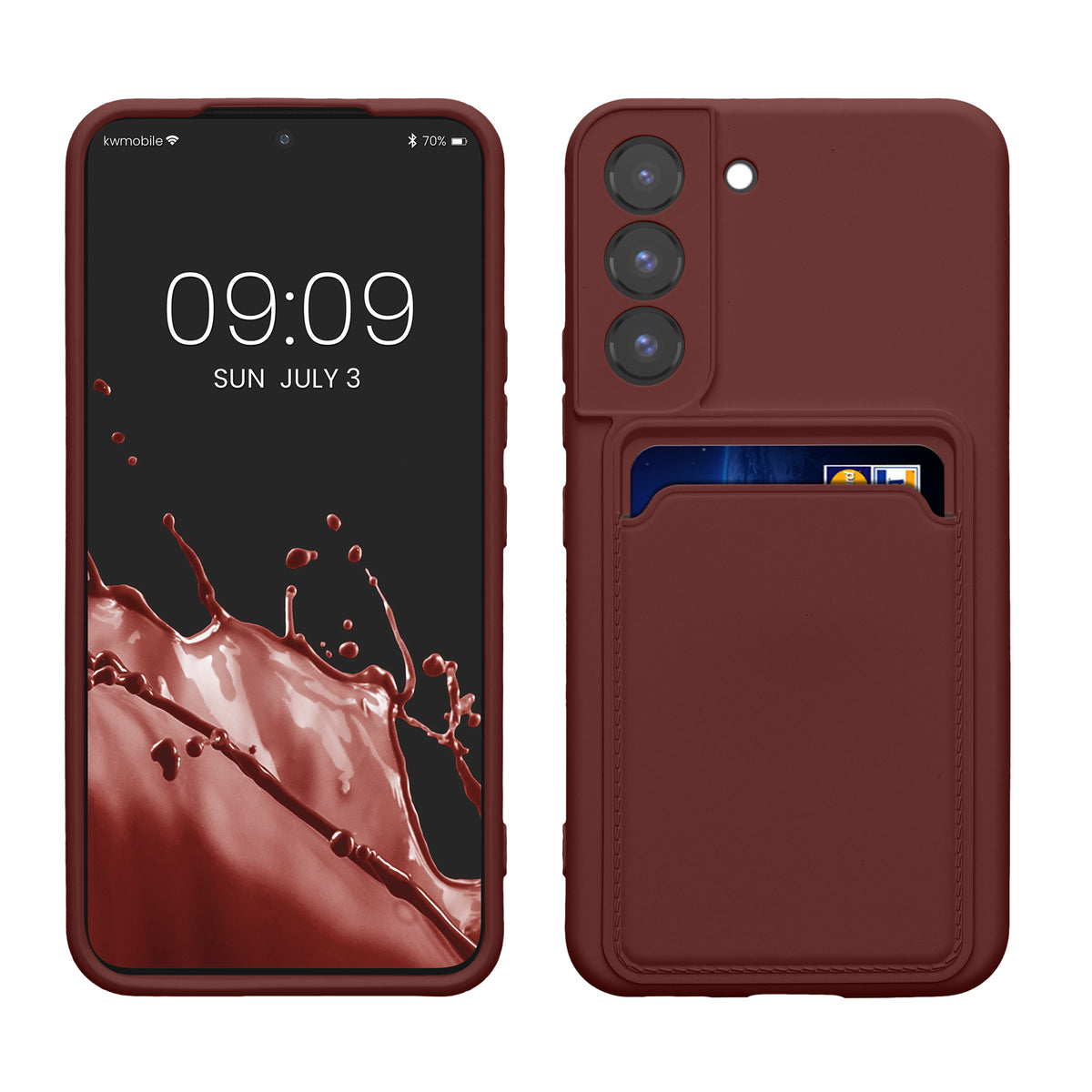 TPU Hülle mit Kartenfach für Samsung Galaxy S22 Tawny Red