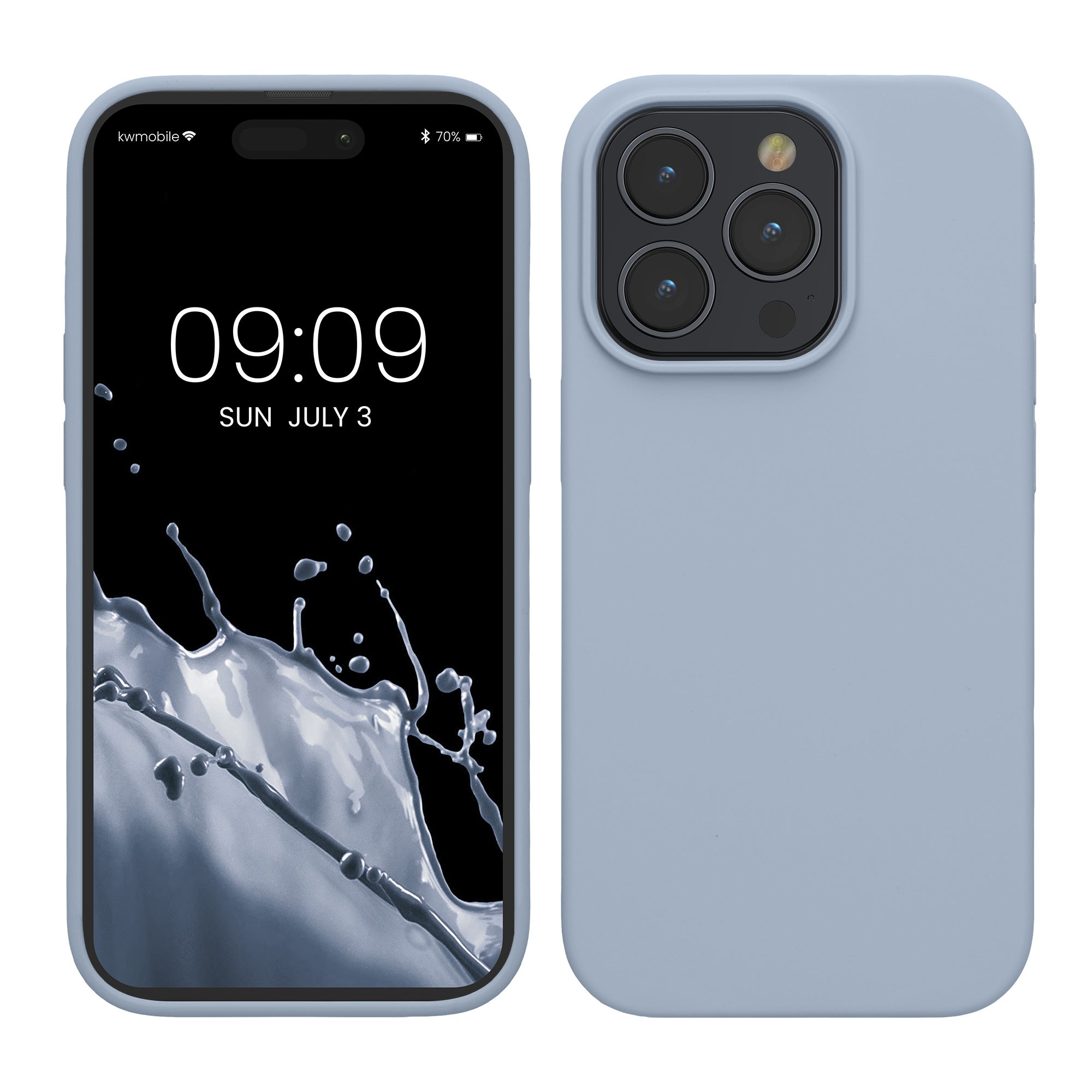 Gummierte Silikon Hülle für Apple iPhone 15 Pro in Hellblau