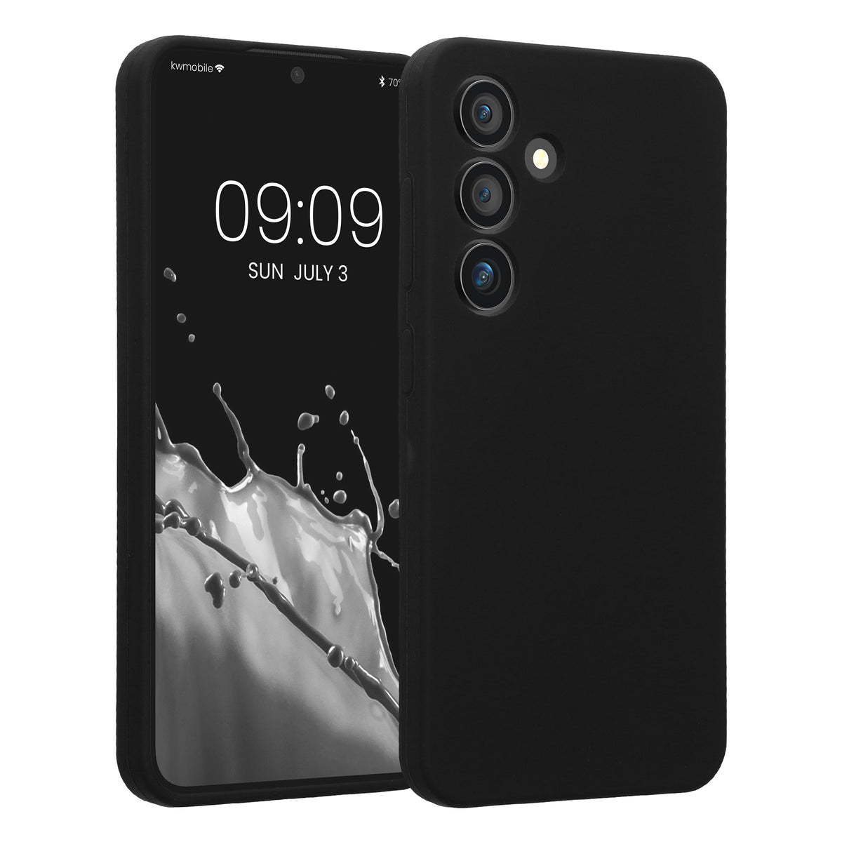 Gummierte Silikon Hülle mit Kameraschutz für Samsung Galaxy S24 in Schwarz