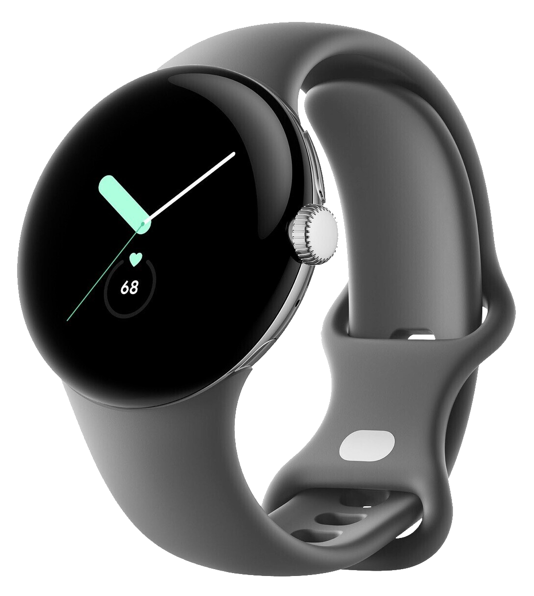 Google Pixel Watch 4G Polished Silver Sportarmband Charcoal - Ohne Vertrag