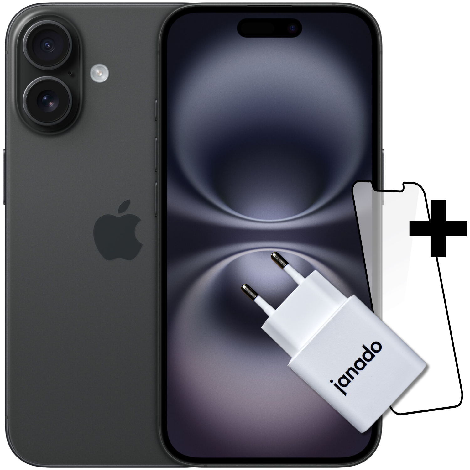 iPhone 16 + Vorinstallierter Displayschutz + 20W USB-C Power Adapter