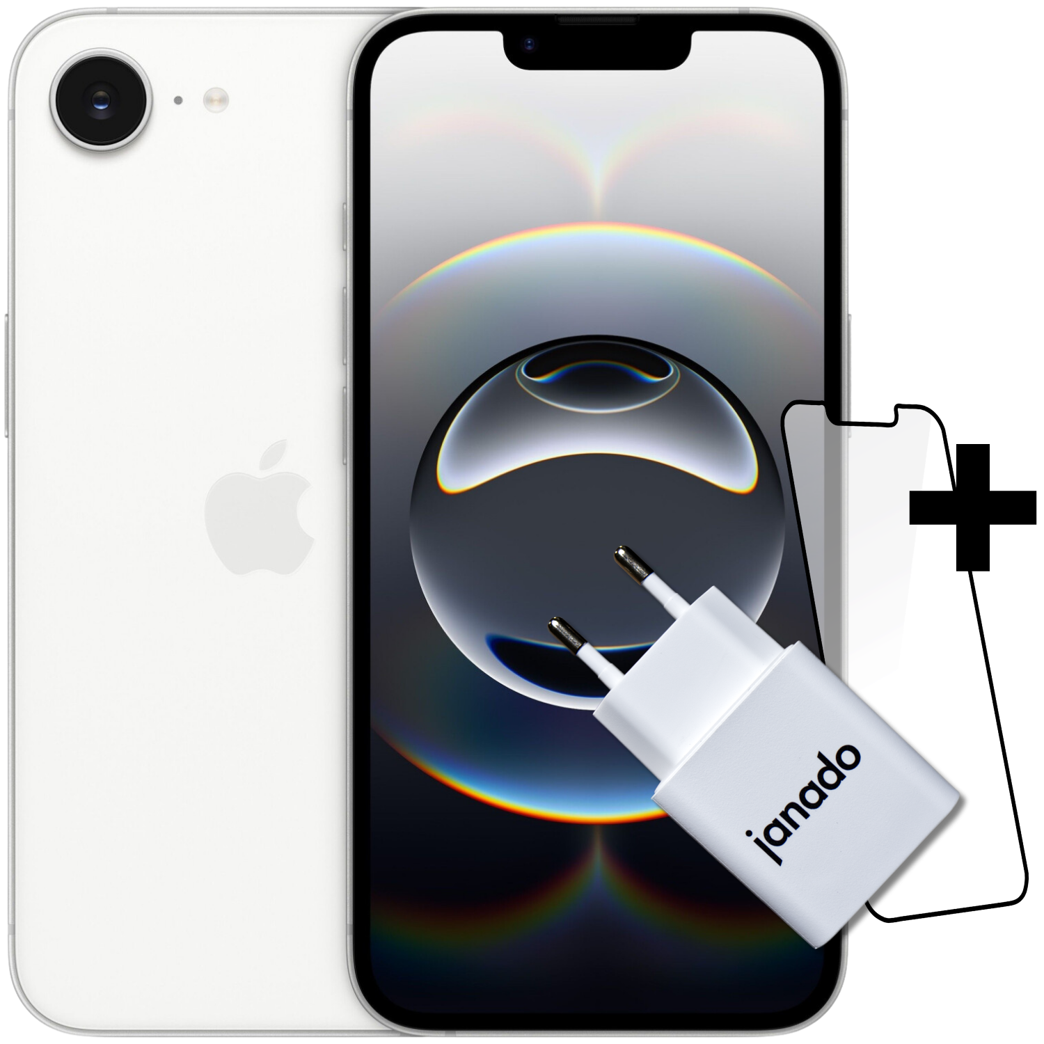 iPhone 16e - 128 GB + Vorinstallierter Displayschutz + 20W USB-C Power Adapter