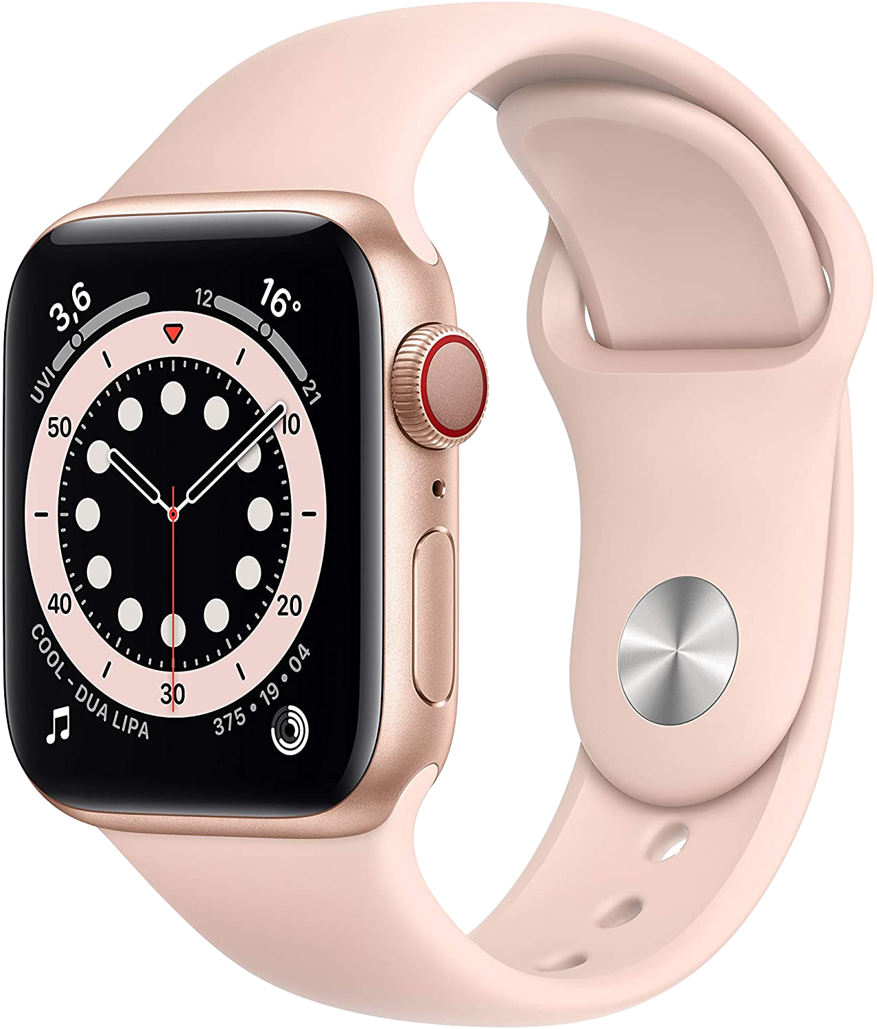 Apple Watch 6 LTE Gold Alu 40mm Sportarmband Sandrosa M06N3 - Onhe Vertrag
