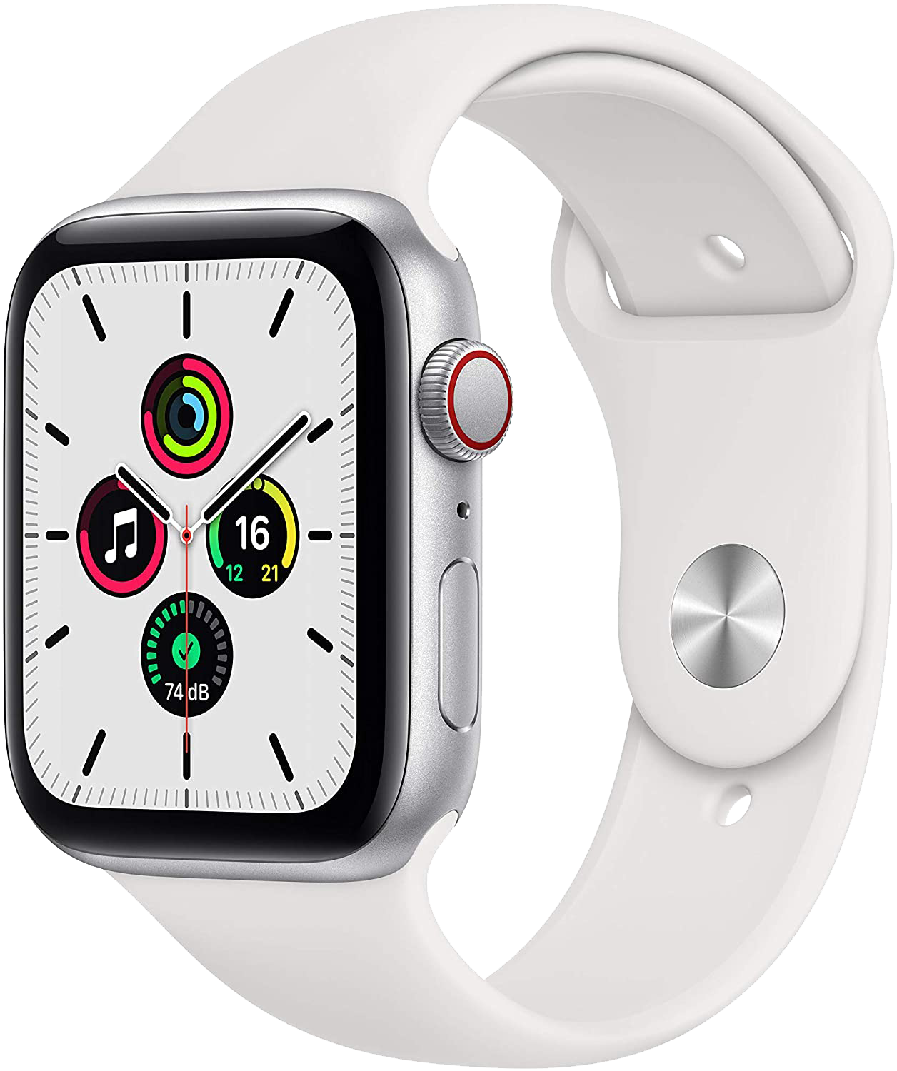 Apple Watch SE LTE Silber 44mm Sportarmband Weiß MYEV2 - Ohne Vertrag