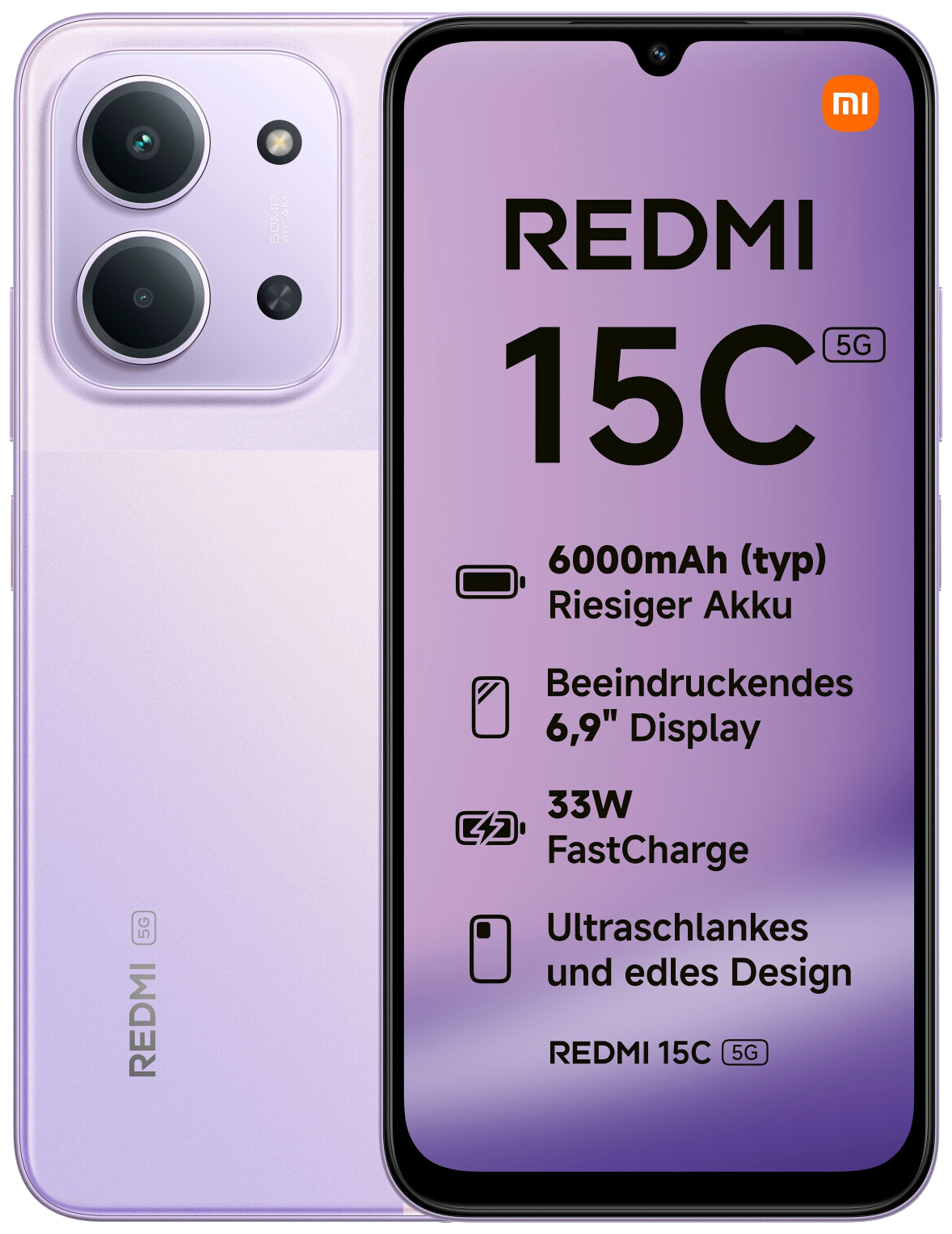 Xiaomi Redmi 15C 5G Dual-SIM lila - Ohne Vertrag