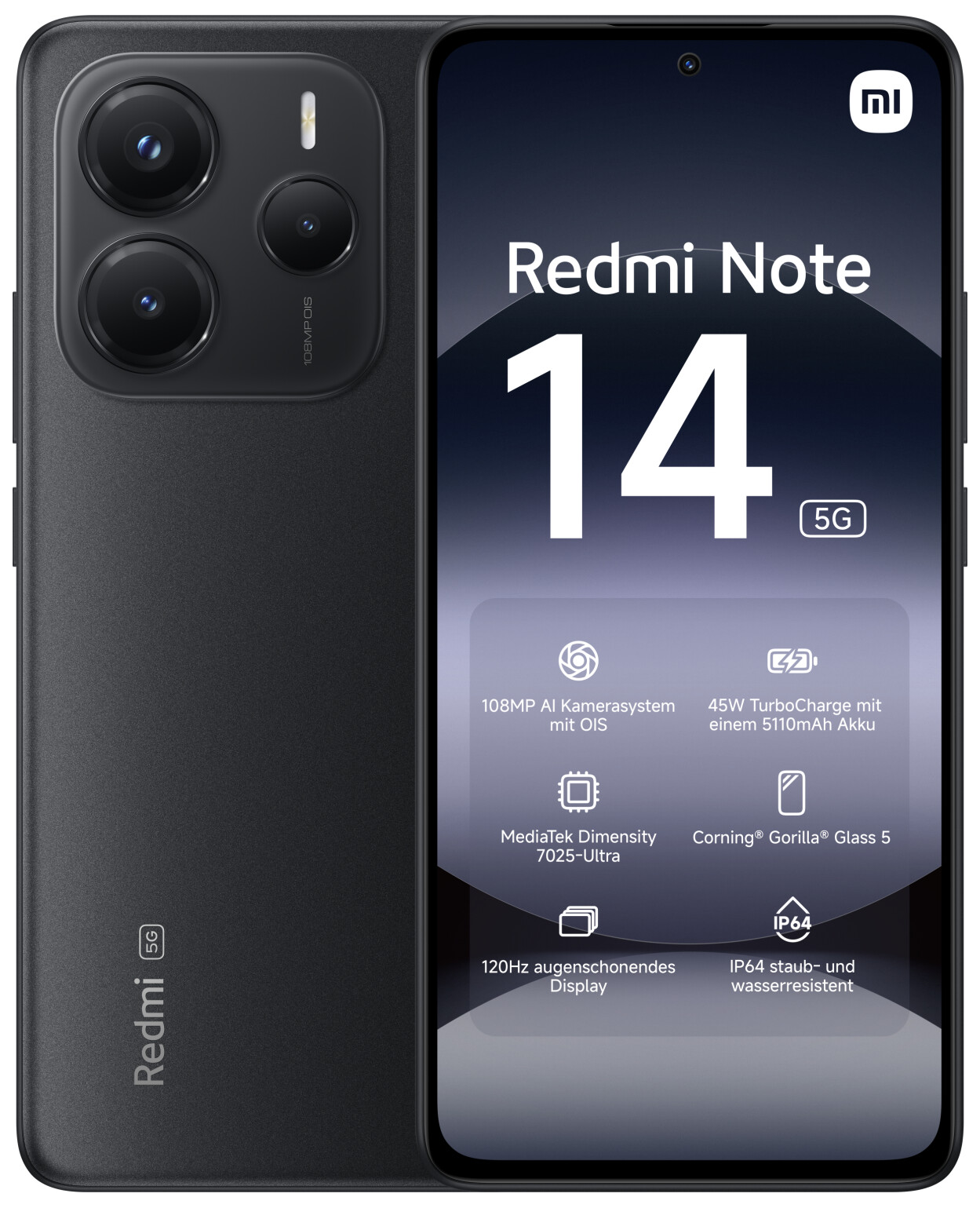 Xiaomi Redmi Note 14 5G Dual-SIM schwarz - Ohne Vertrag