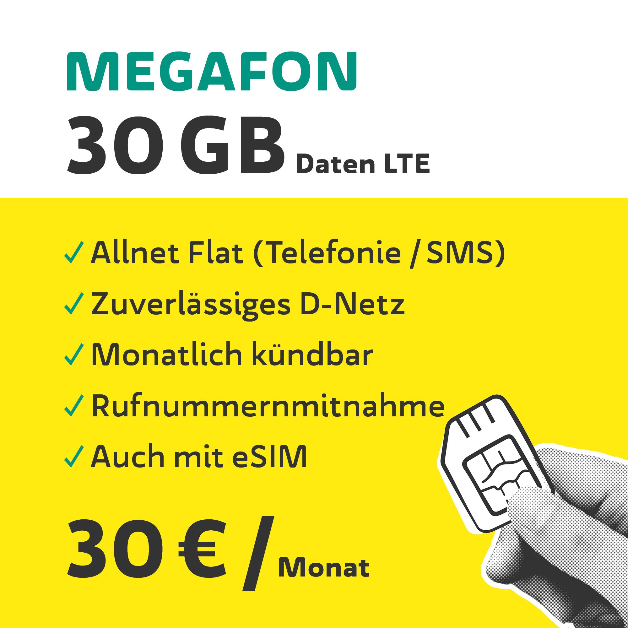Nachhaltiger Mobilfunktarif - "Megafon" | 30GB