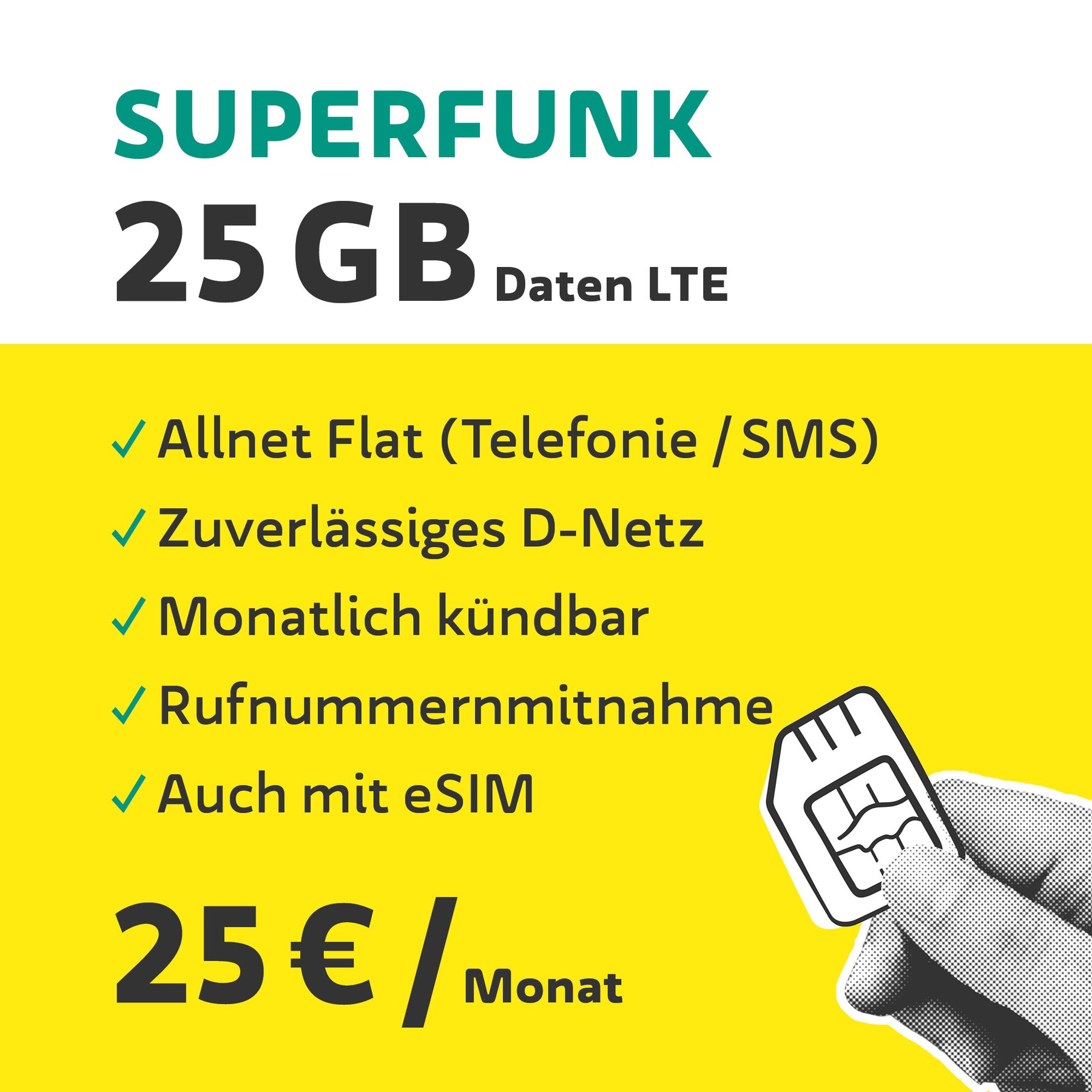 Sustainable mobile phone tariff - "Superfunk" | 25GB