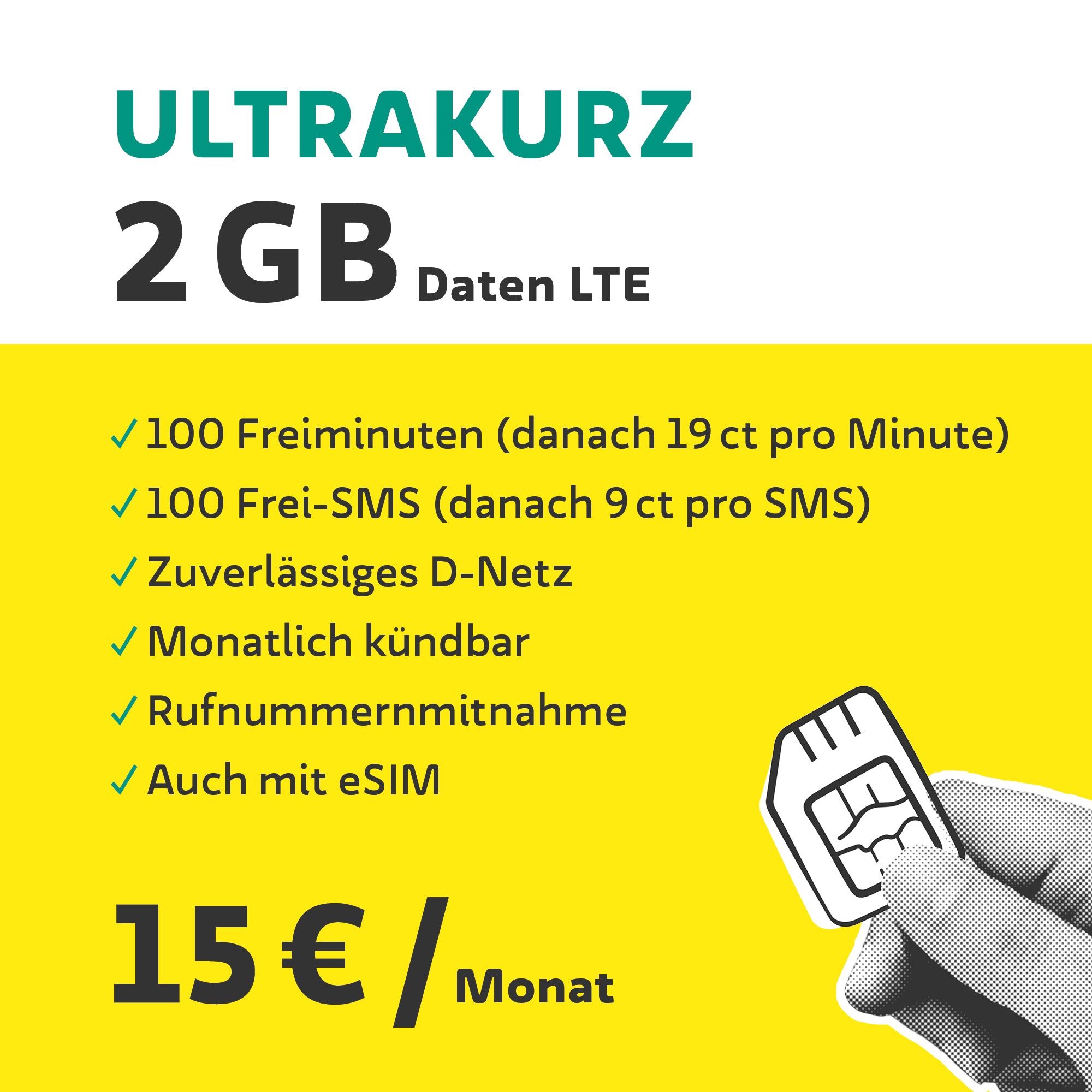 Tarif de téléphonie mobile durable - "Ultracourt" | 2<tc>Go</tc>