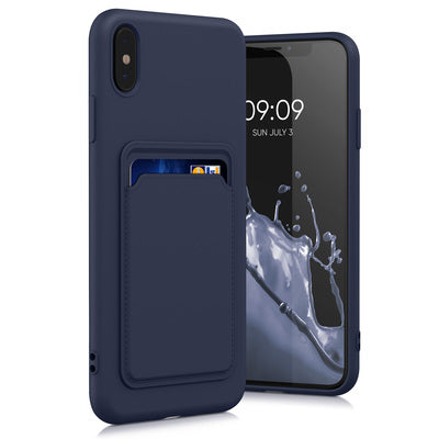TPU Hülle mit Kartenfach für Apple iPhone XS Max Dunkelblau